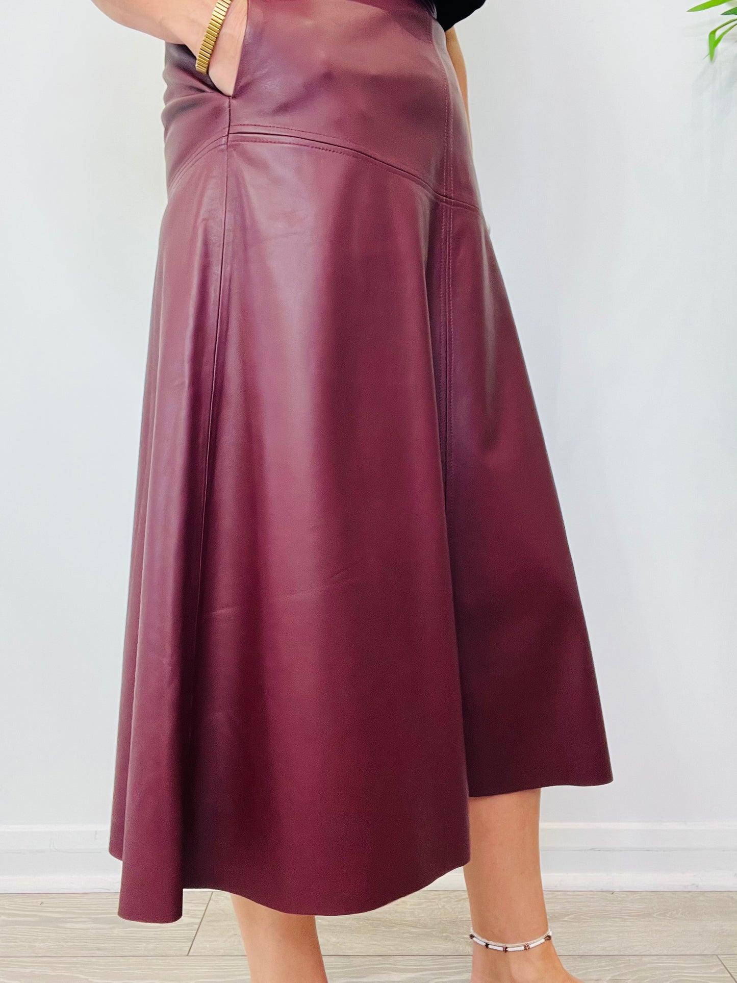 Leather Midi Skirt - Size 1
