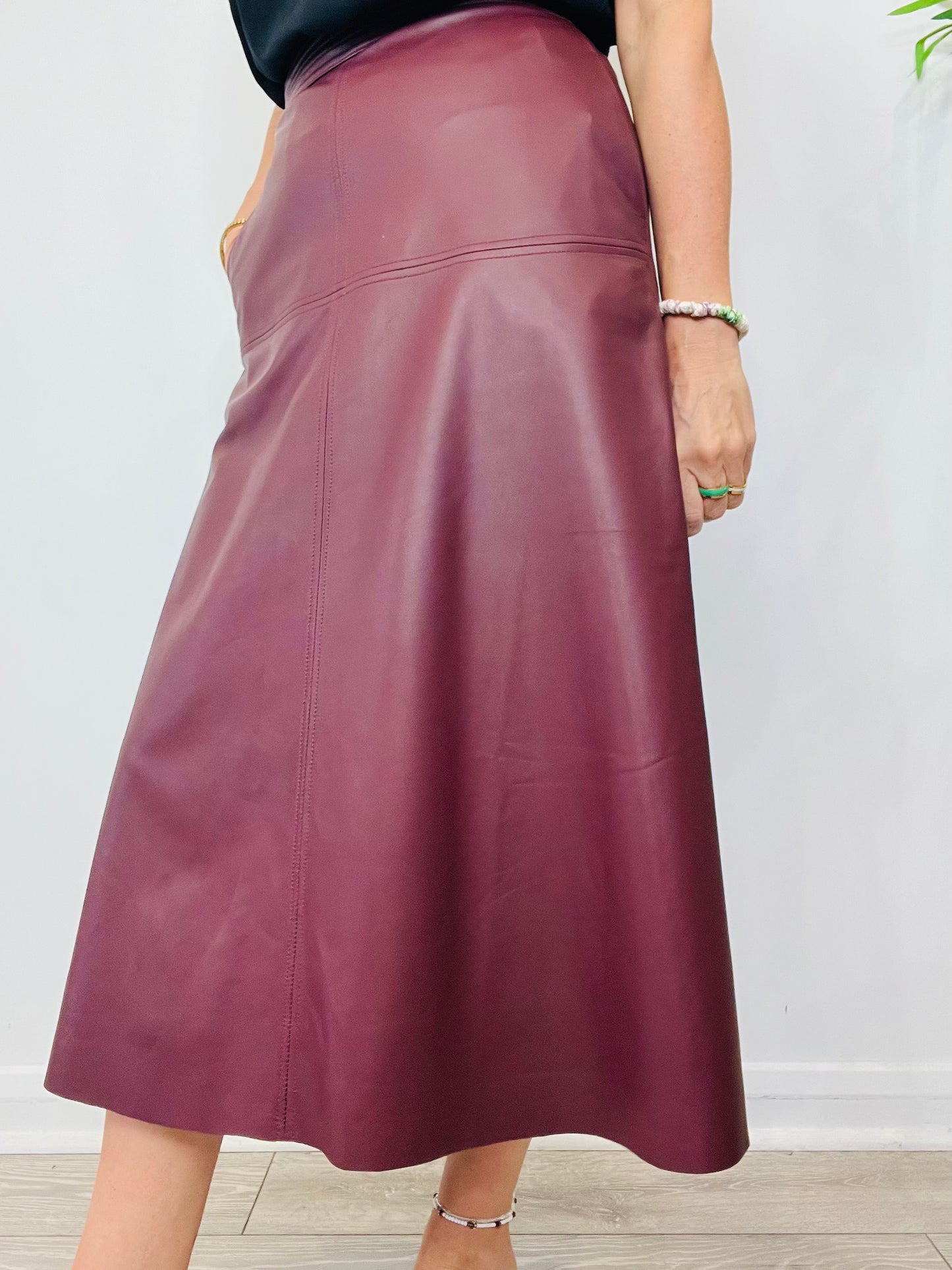 Leather Midi Skirt - Size 1