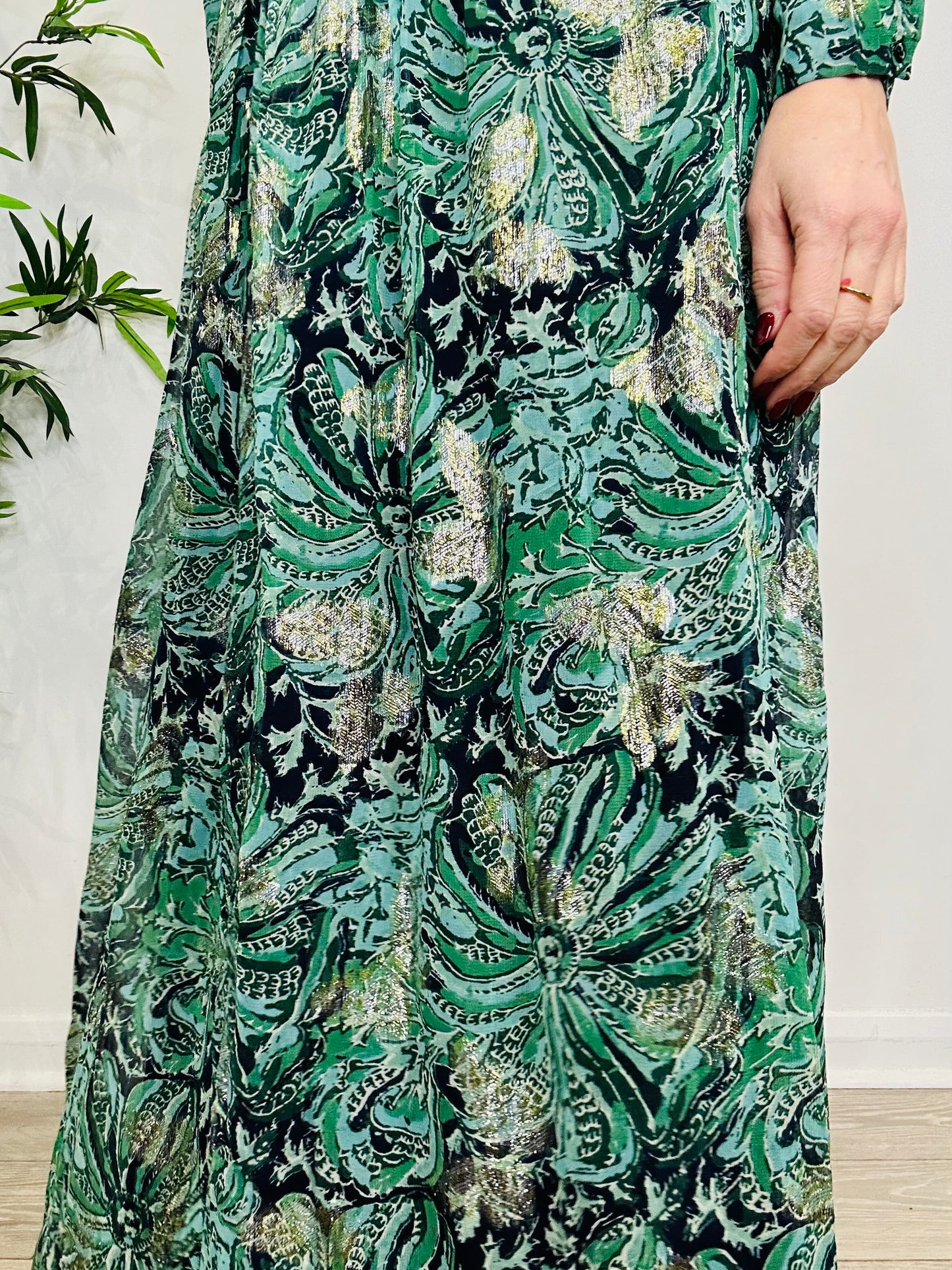 Metallic Patterned Maxi Dress - Size 0