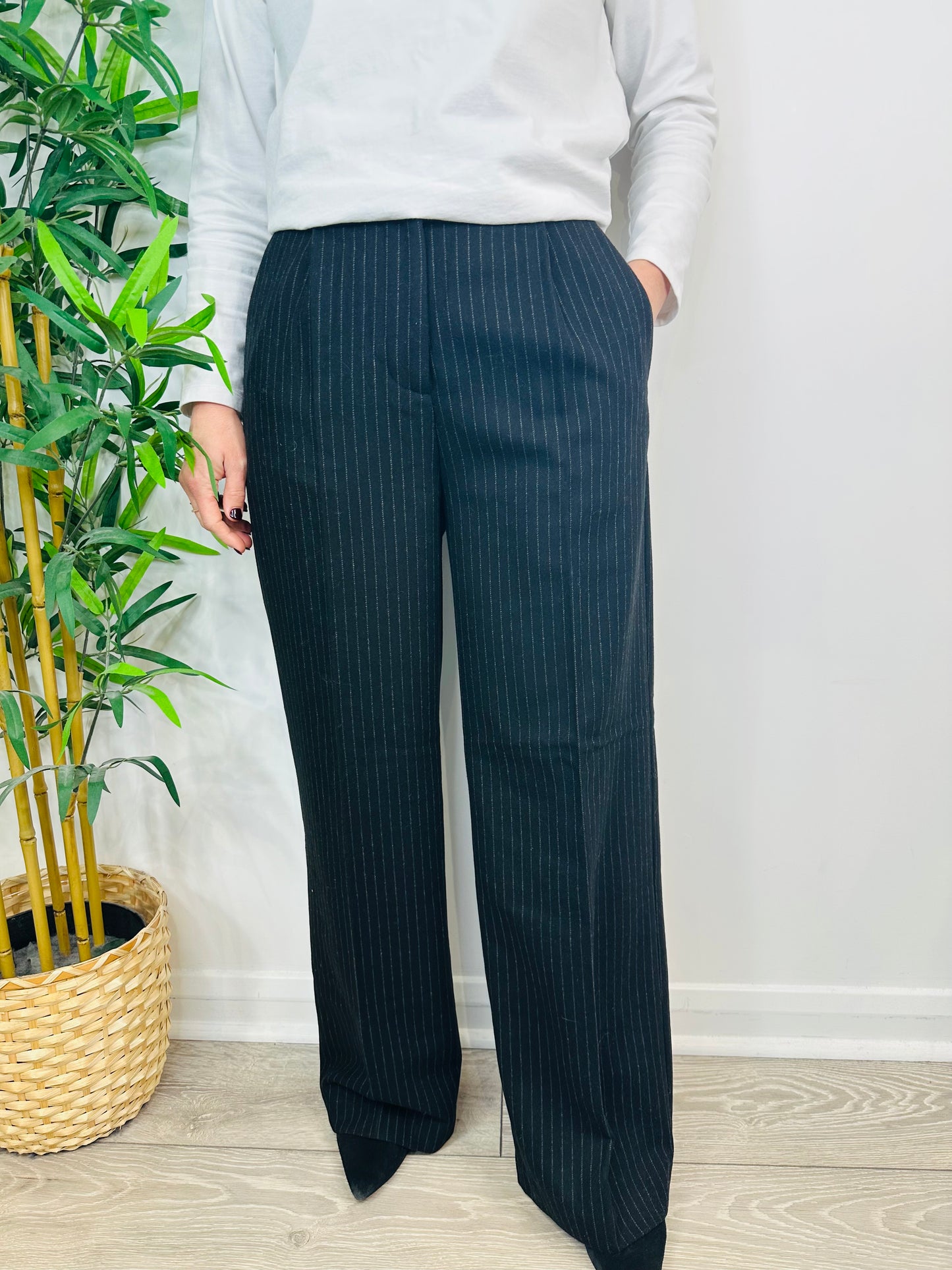 Pinstripe Wool Trousers - Size S