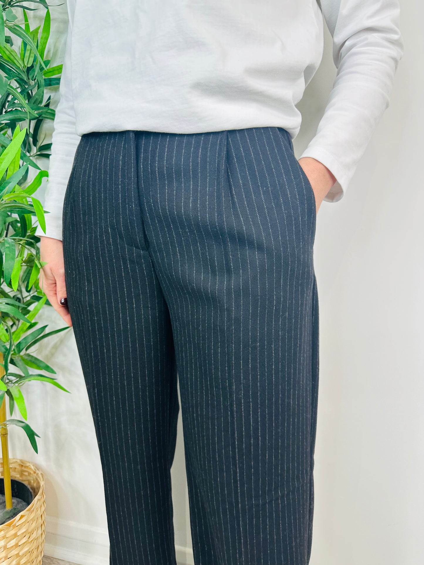 Pinstripe Wool Trousers - Size S