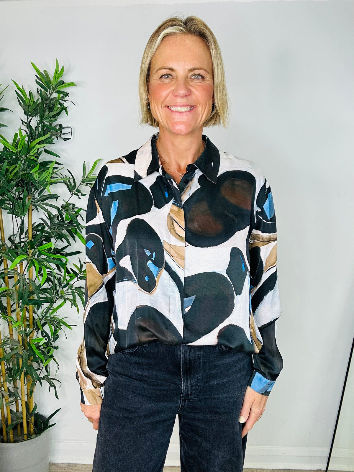 Patterned Silk Shirt - Size 34
