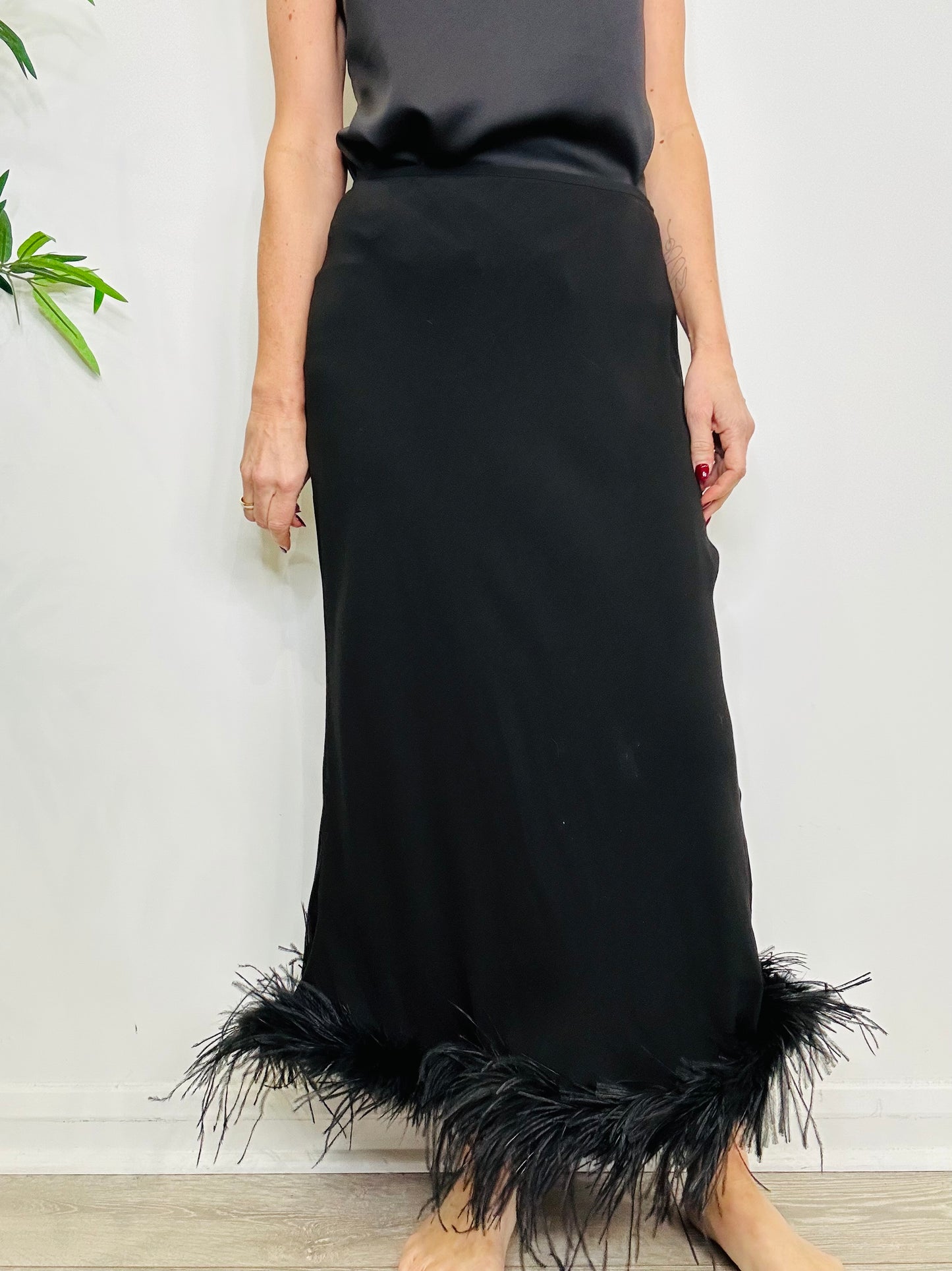 Feather Trim Skirt - Size M