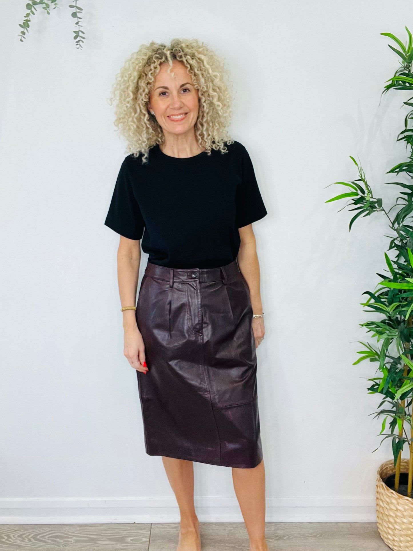 Leather Midi Skirt - Size 3