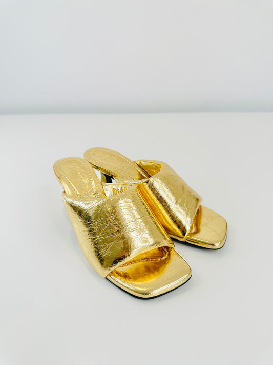 Metallic Leather Mules - Size 37