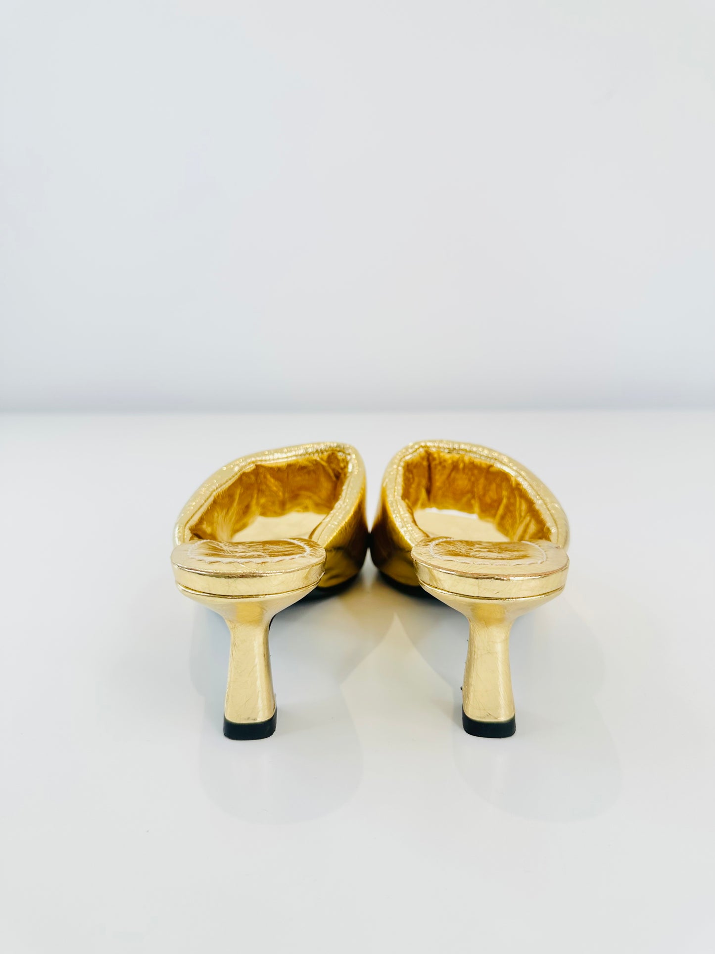 Metallic Leather Mules - Size 37