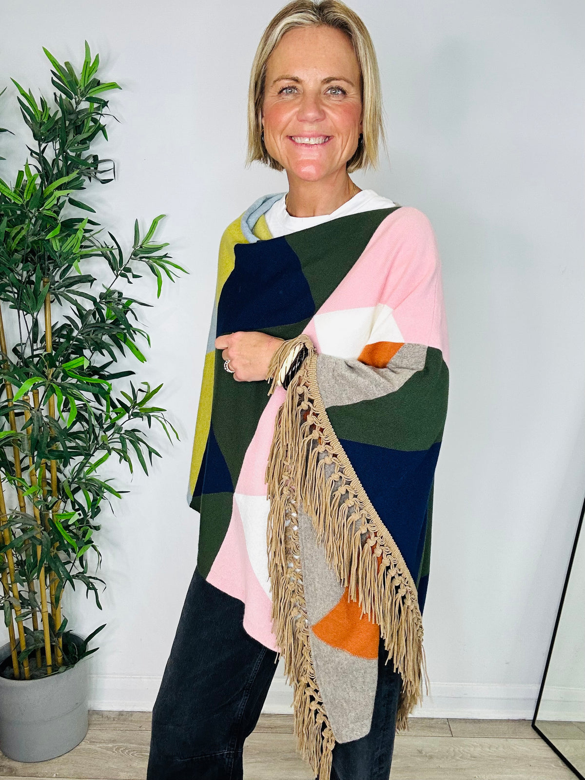 Fringed Cashmere Poncho