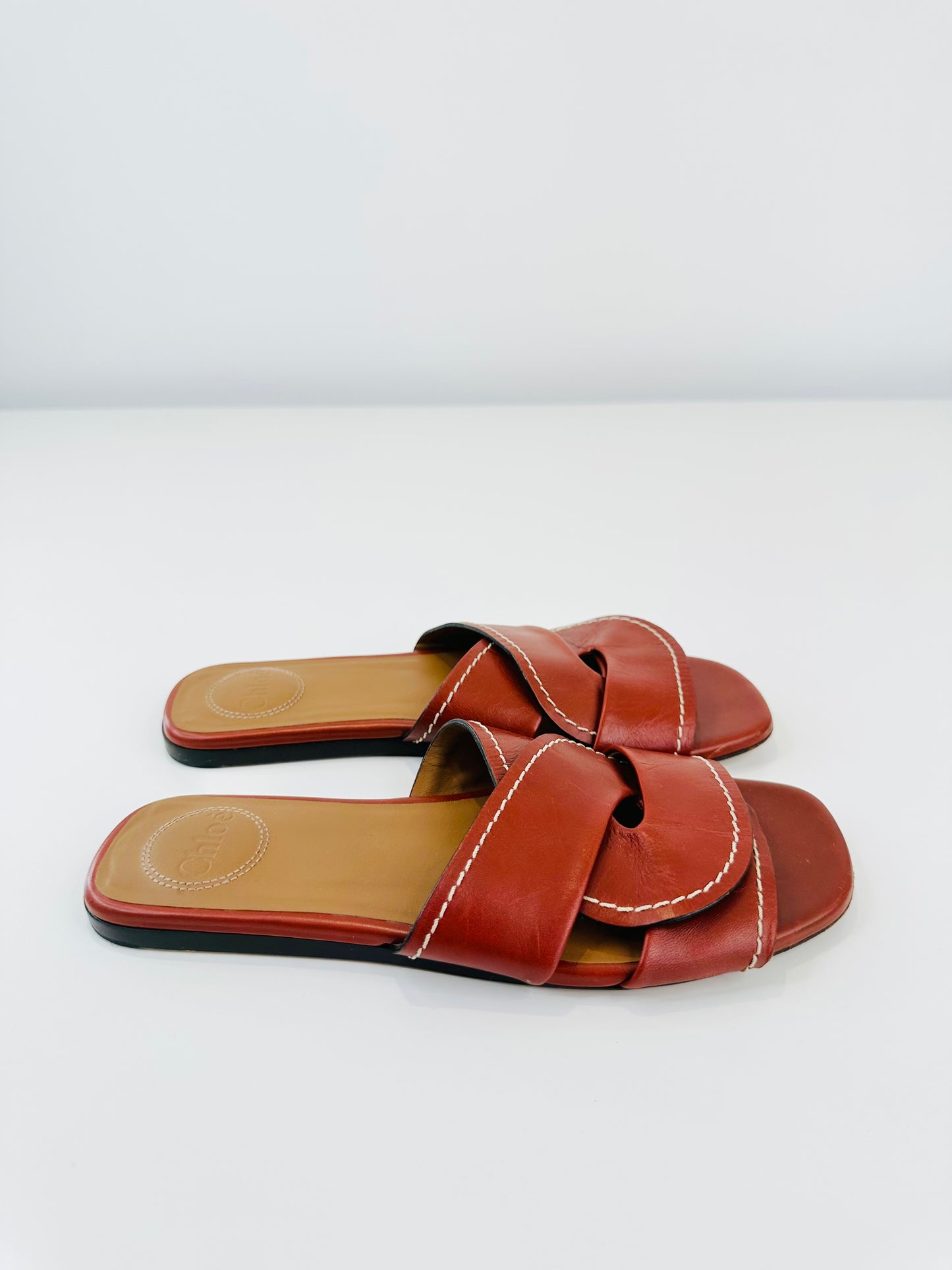 Leather Candice Slides - Size 37