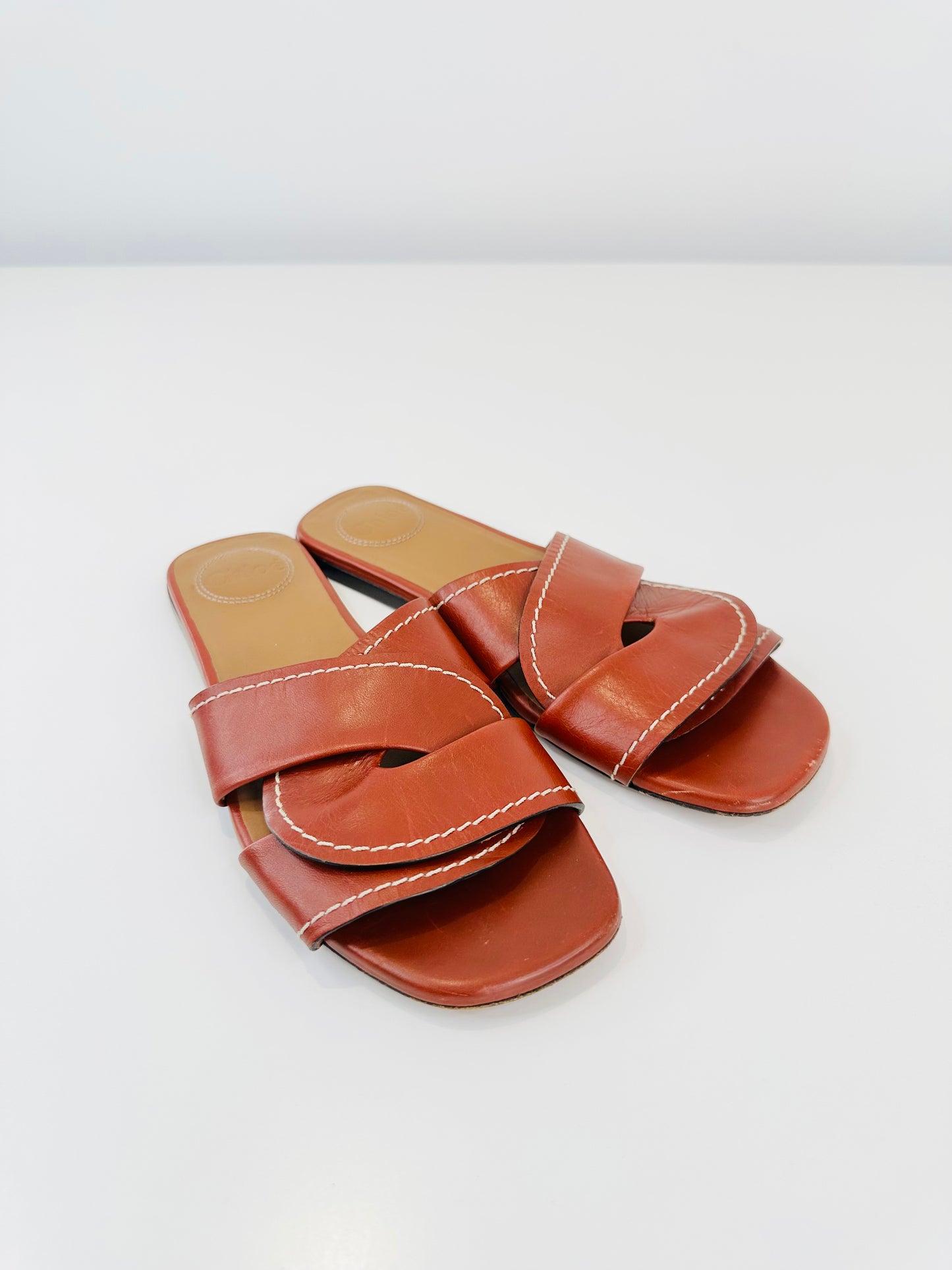 Leather Candice Slides - Size 37