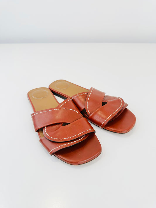 Leather Candice Slides - Size 37
