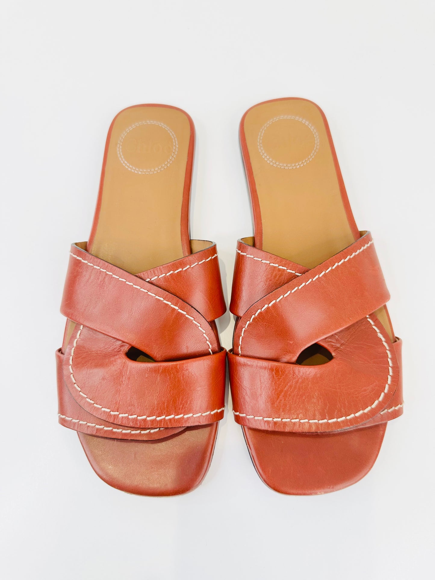 Leather Candice Slides - Size 37