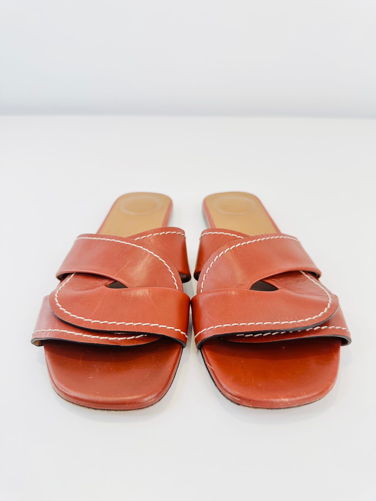 Leather Candice Slides - Size 37
