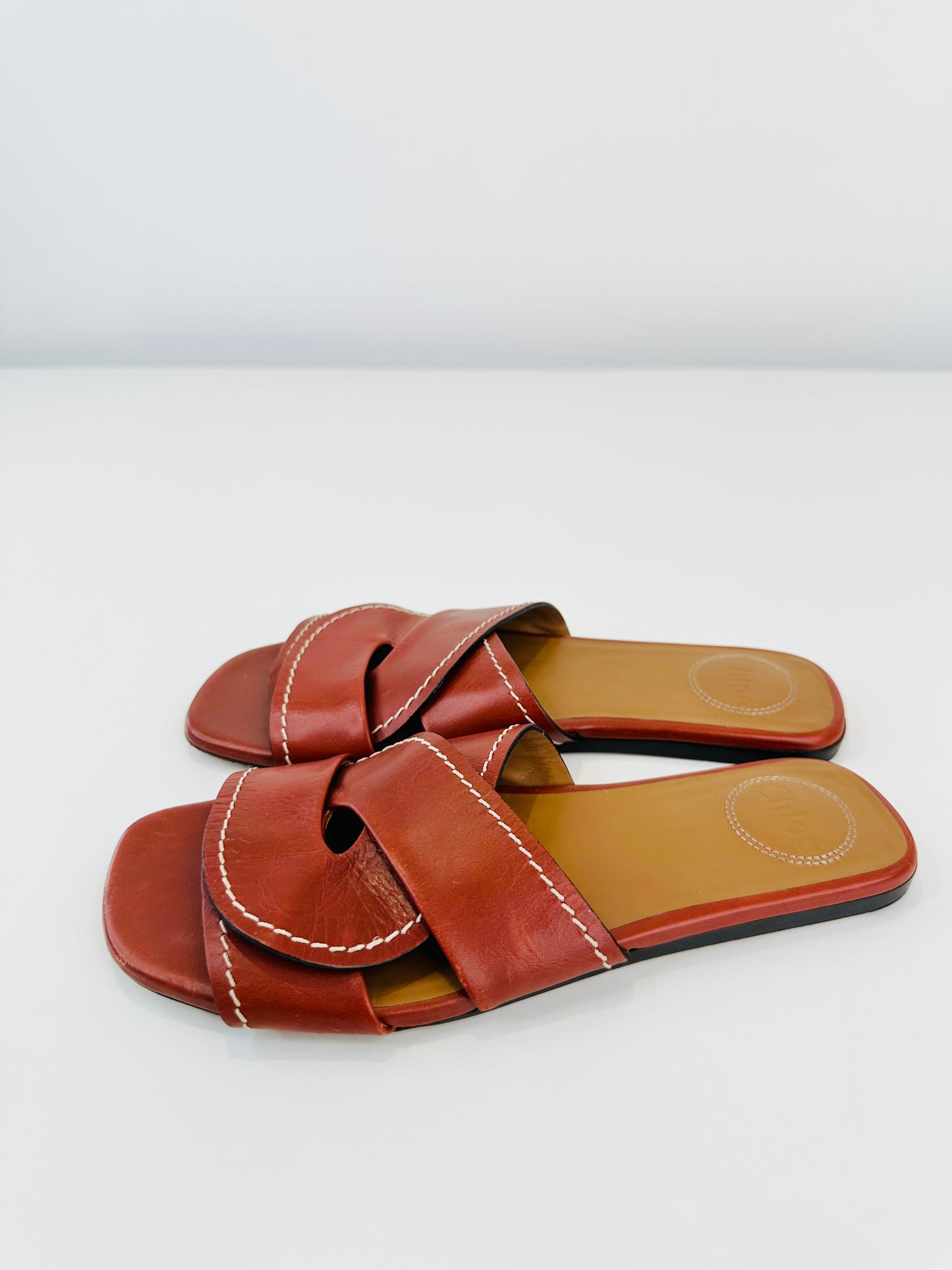 Leather Candice Slides - Size 37
