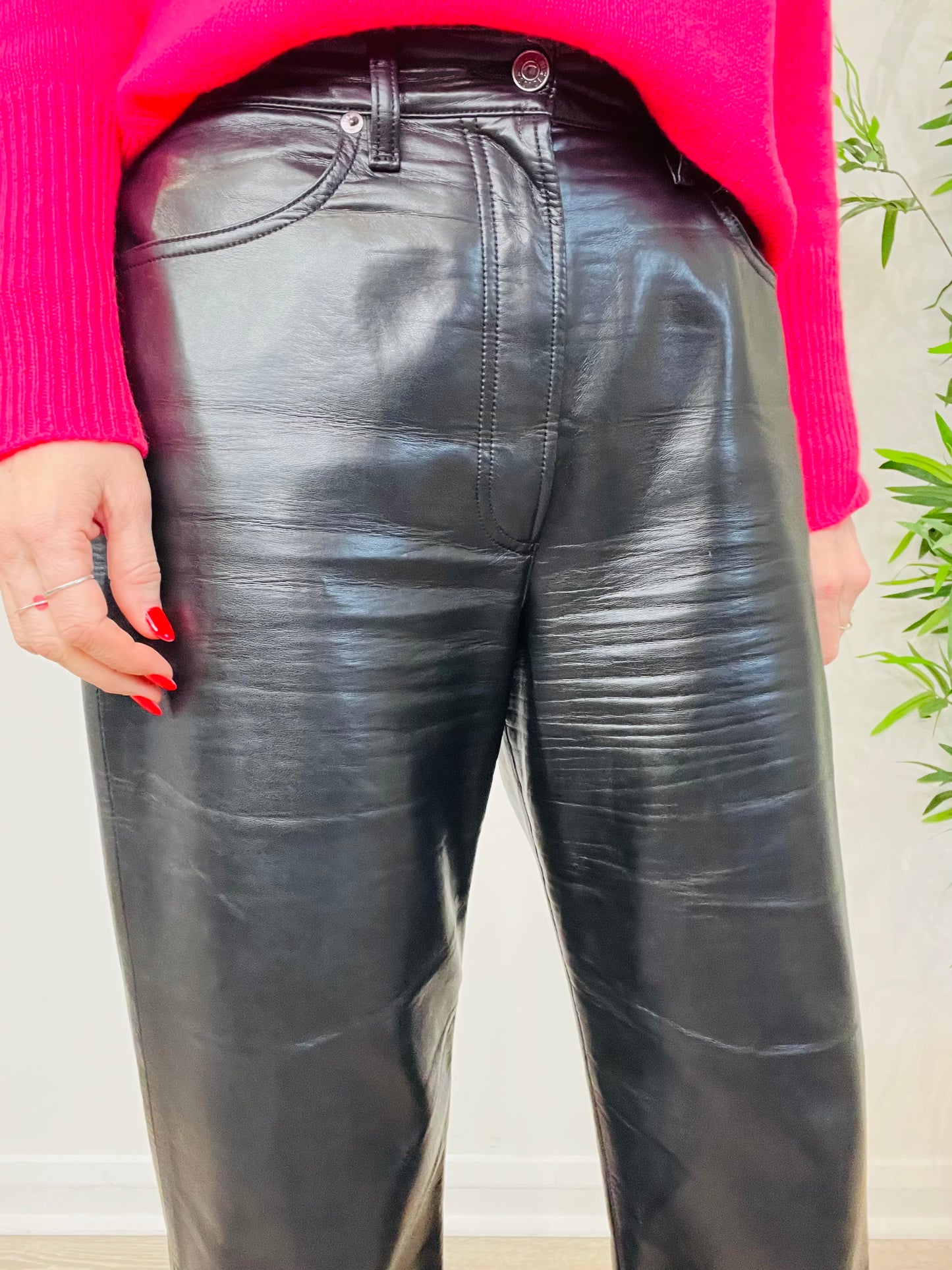 90s Leather Trousers - Size 30