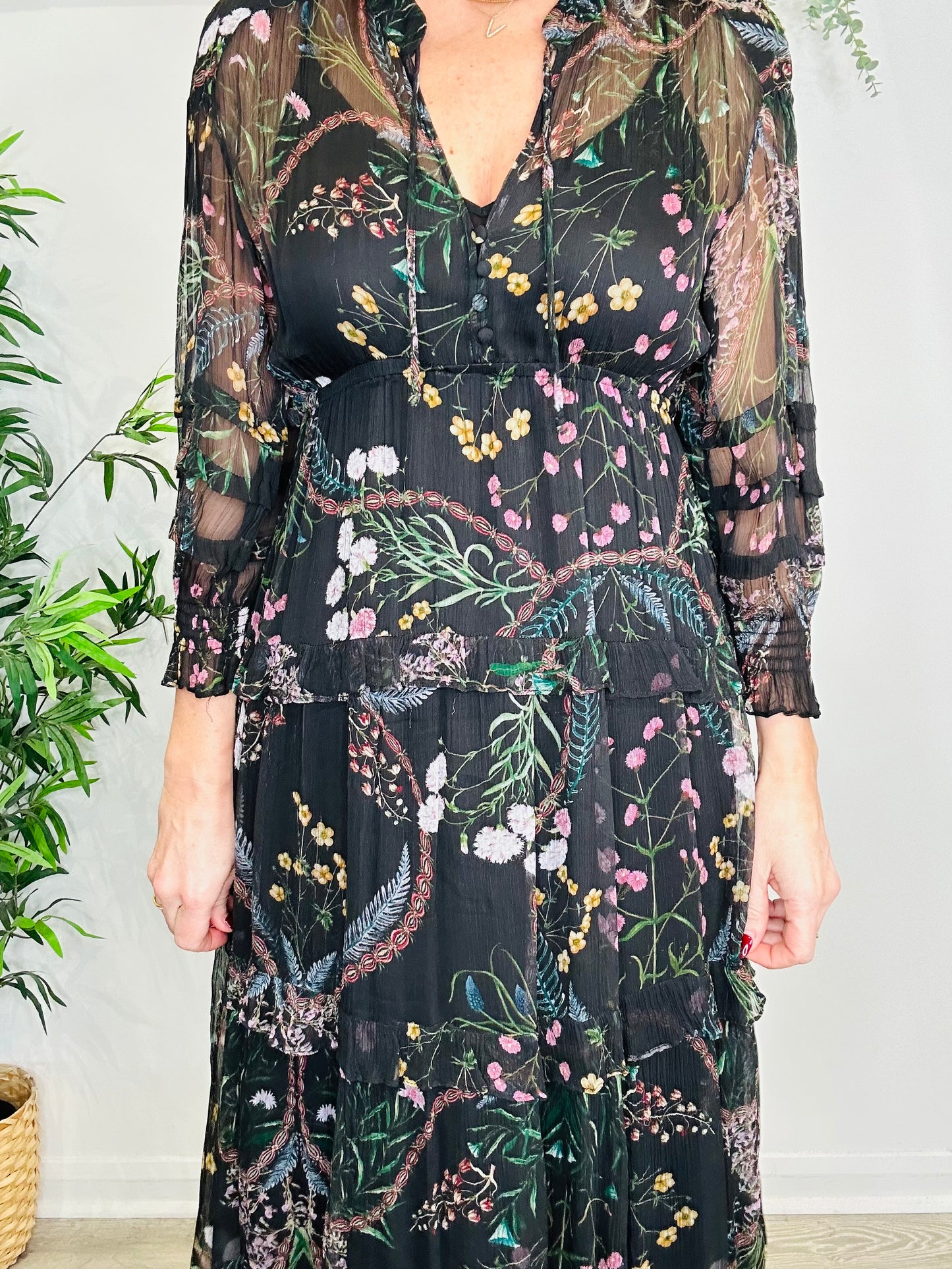 Floral Midi Dress - Size 2