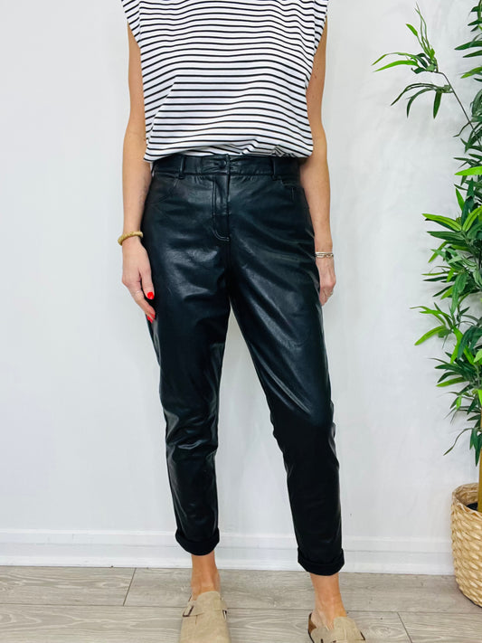 Faux Leather Trousers - Size L