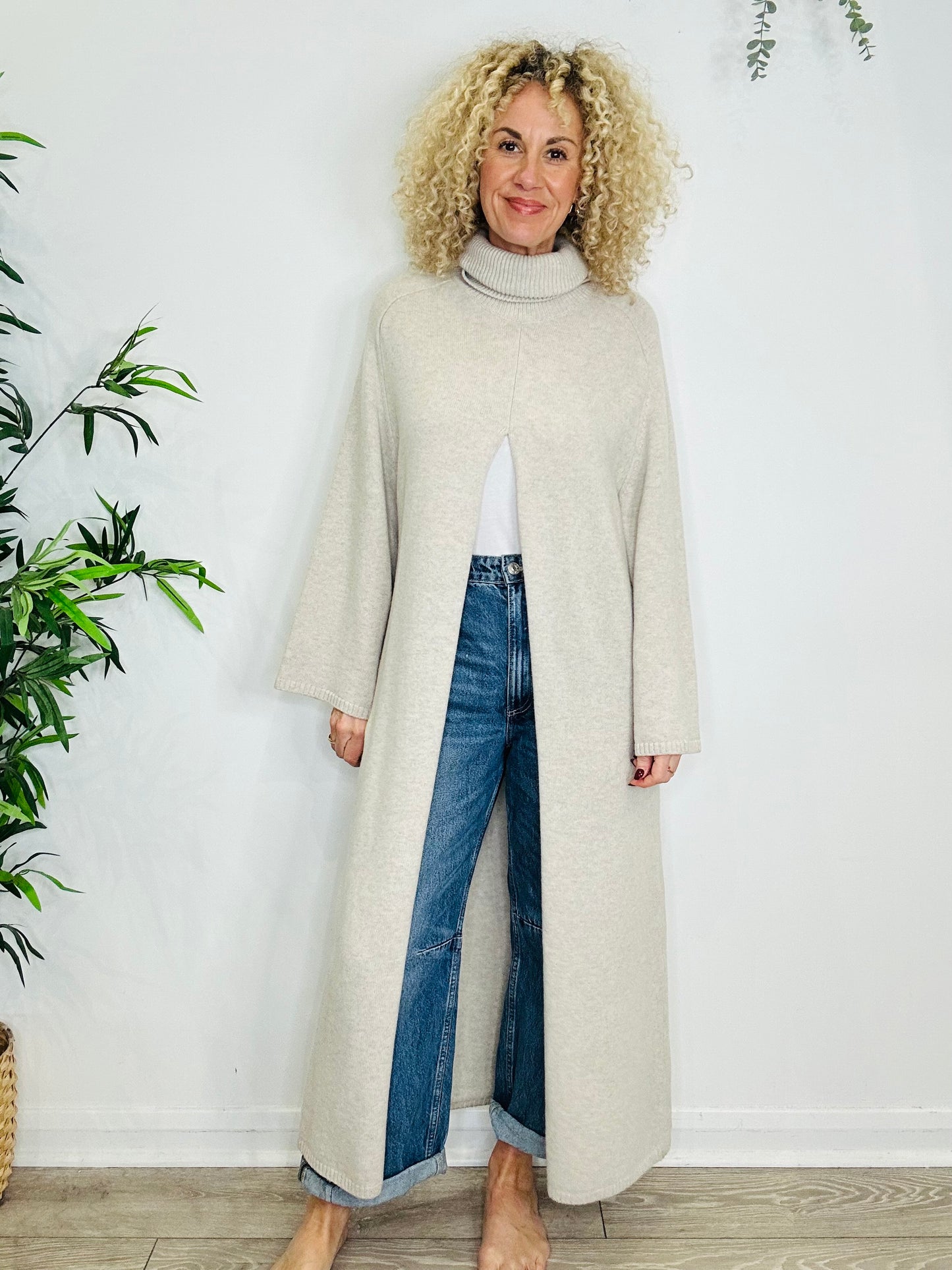 Split Front Jumper Dress - Size S