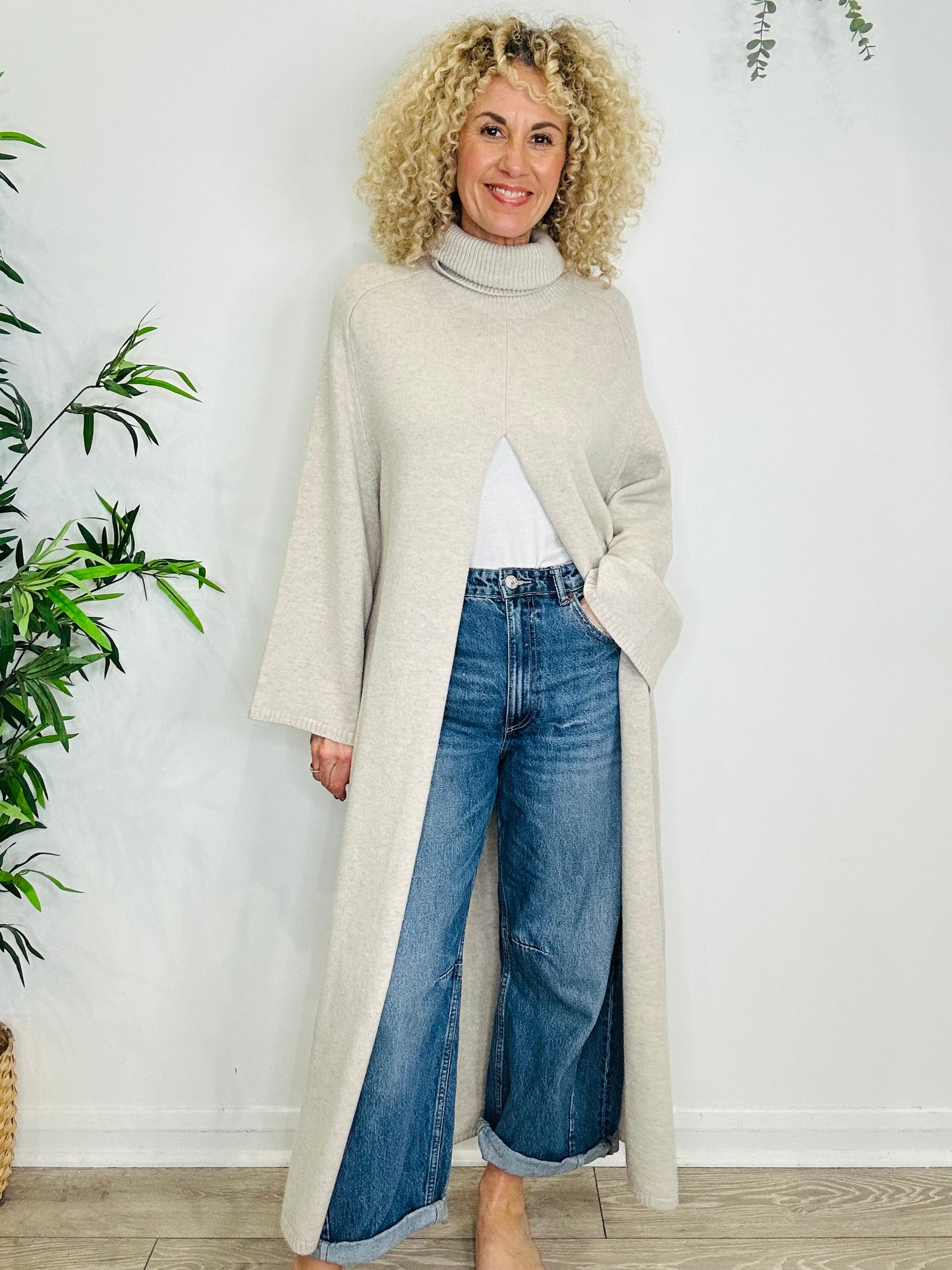 Split Front Jumper Dress - Size S