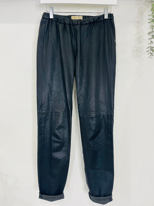 Leather Slim Leg Trousers - Size 8