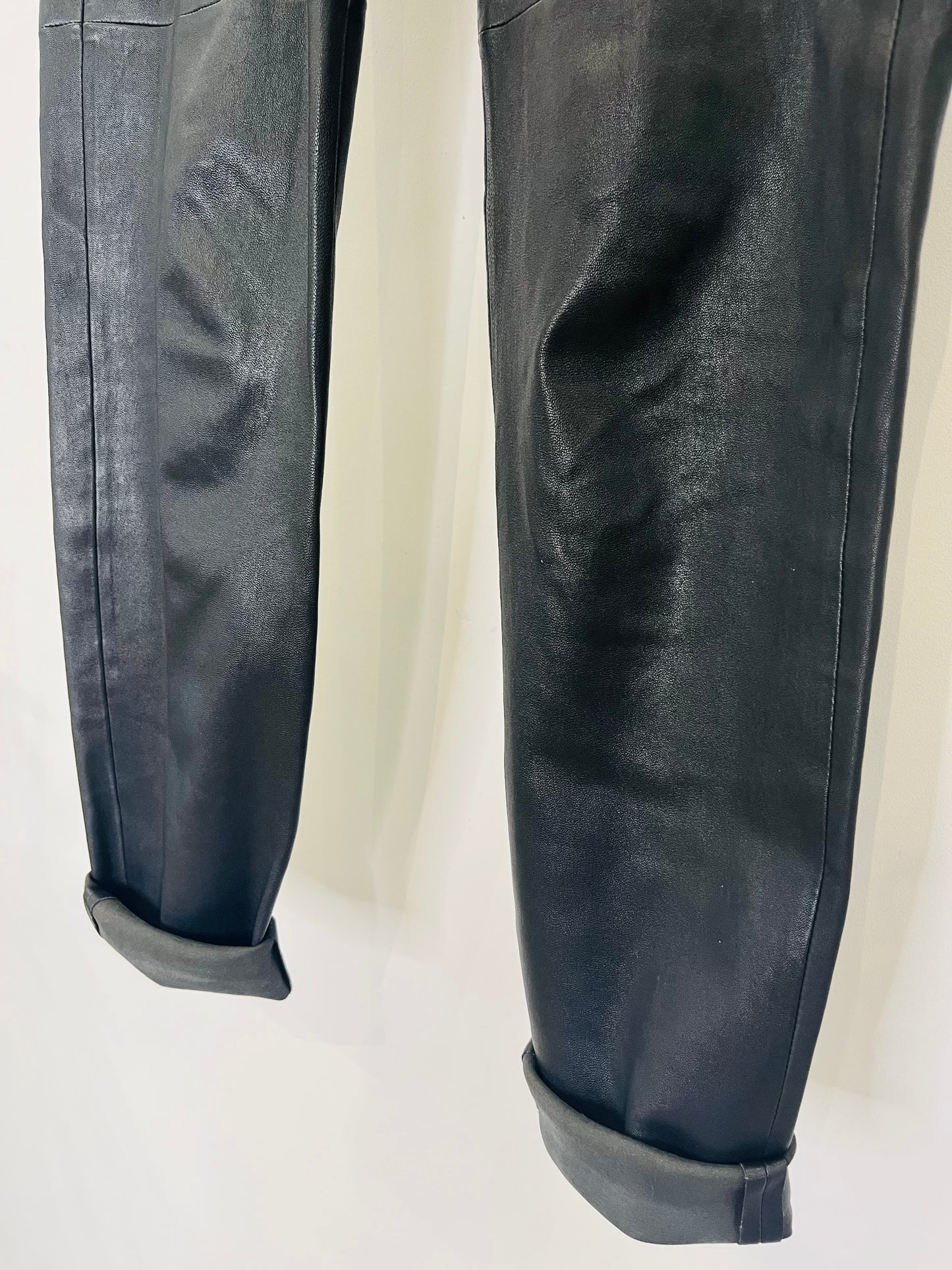 Leather Slim Leg Trousers - Size 8