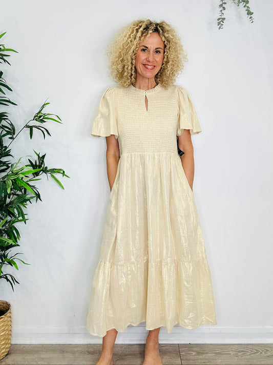 Smocked Metallic Dress - Size 4
