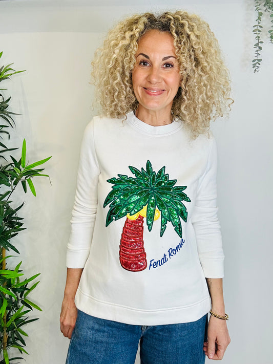 Sequin Palm Tree Sweatshirt - Size 36