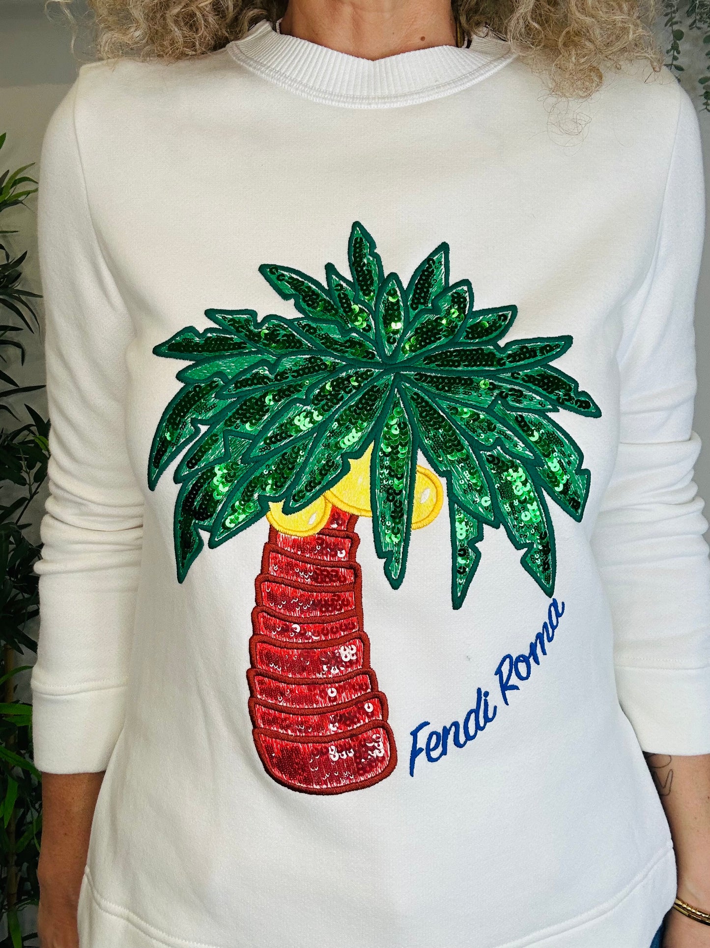 Sequin Palm Tree Sweatshirt - Size 36