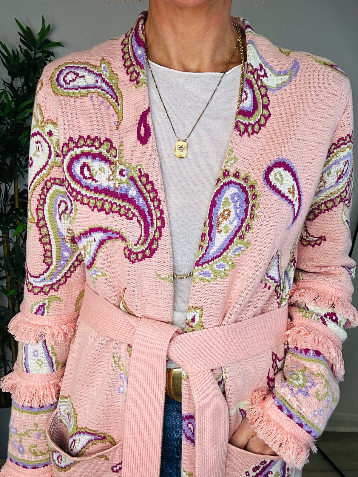 Paisley Print Maxi Cardigan - Size S