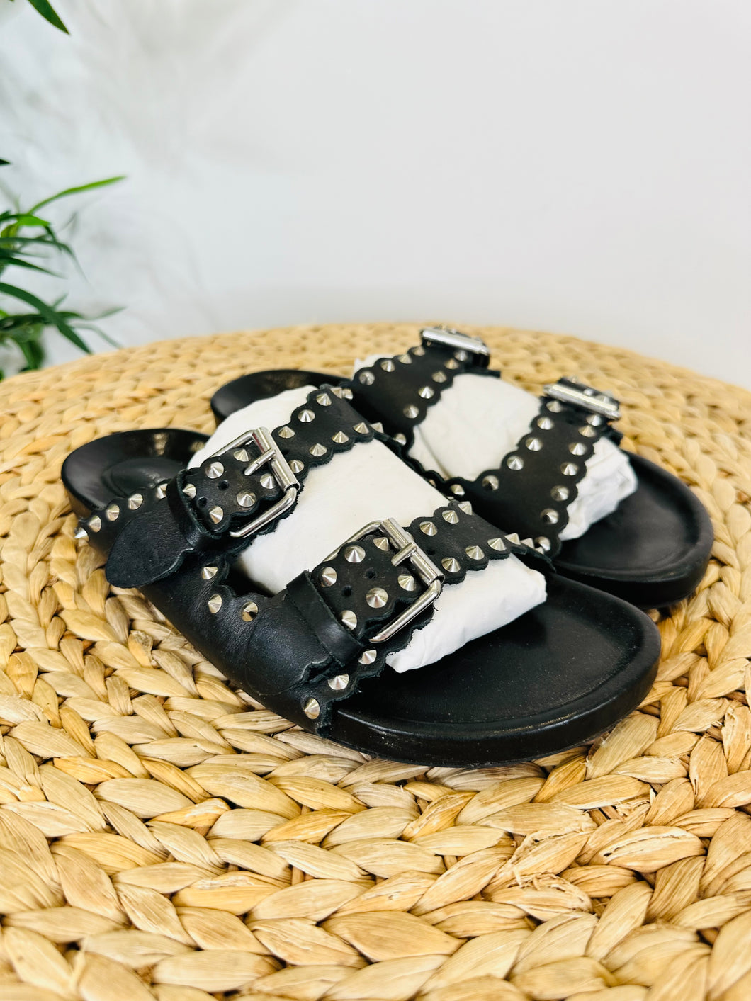 Studded Leather Sandals - Size 38