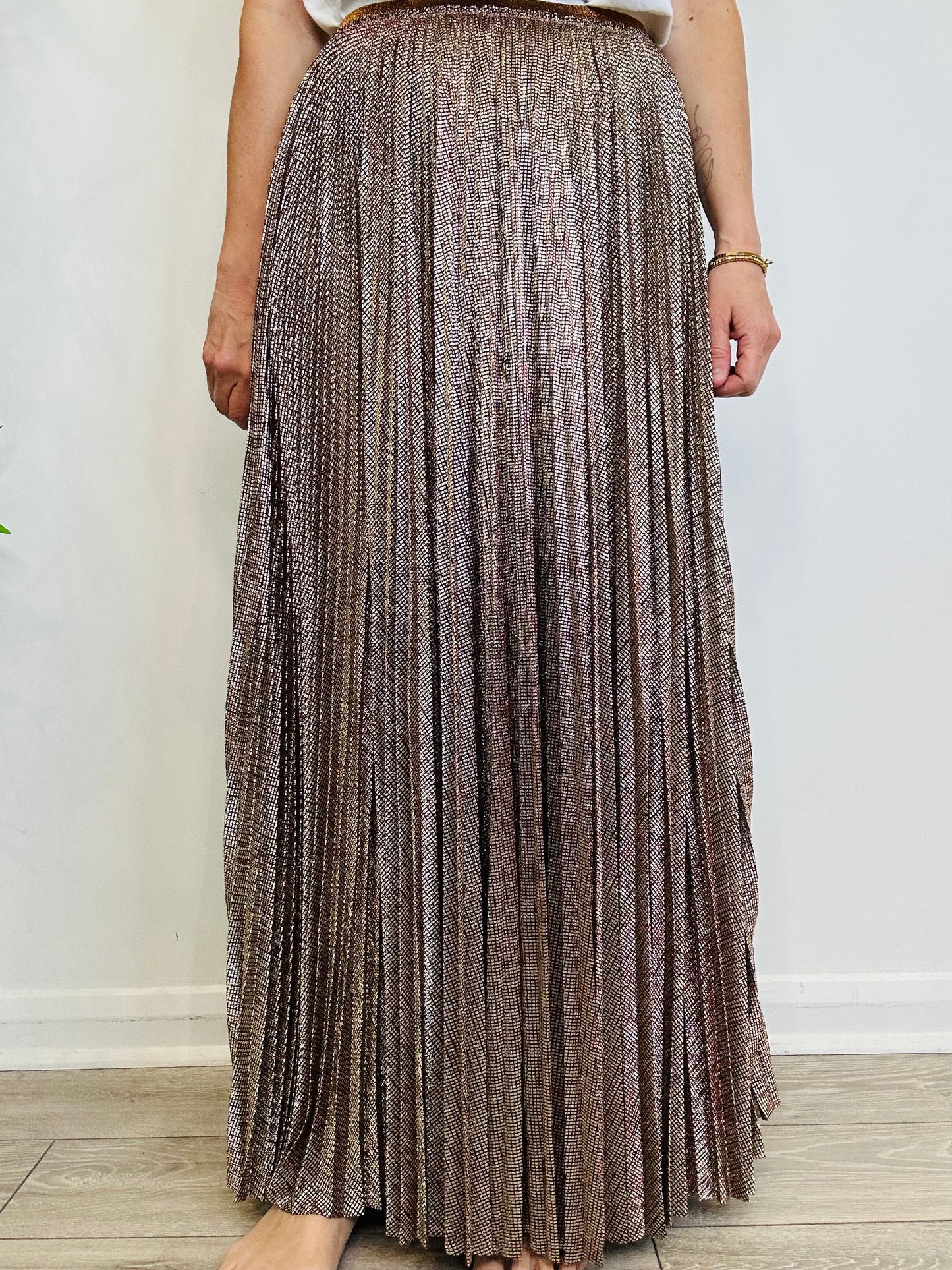 Metallic Pleated Skirt - Size 2
