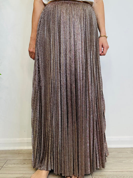 Metallic Pleated Skirt - Size 2
