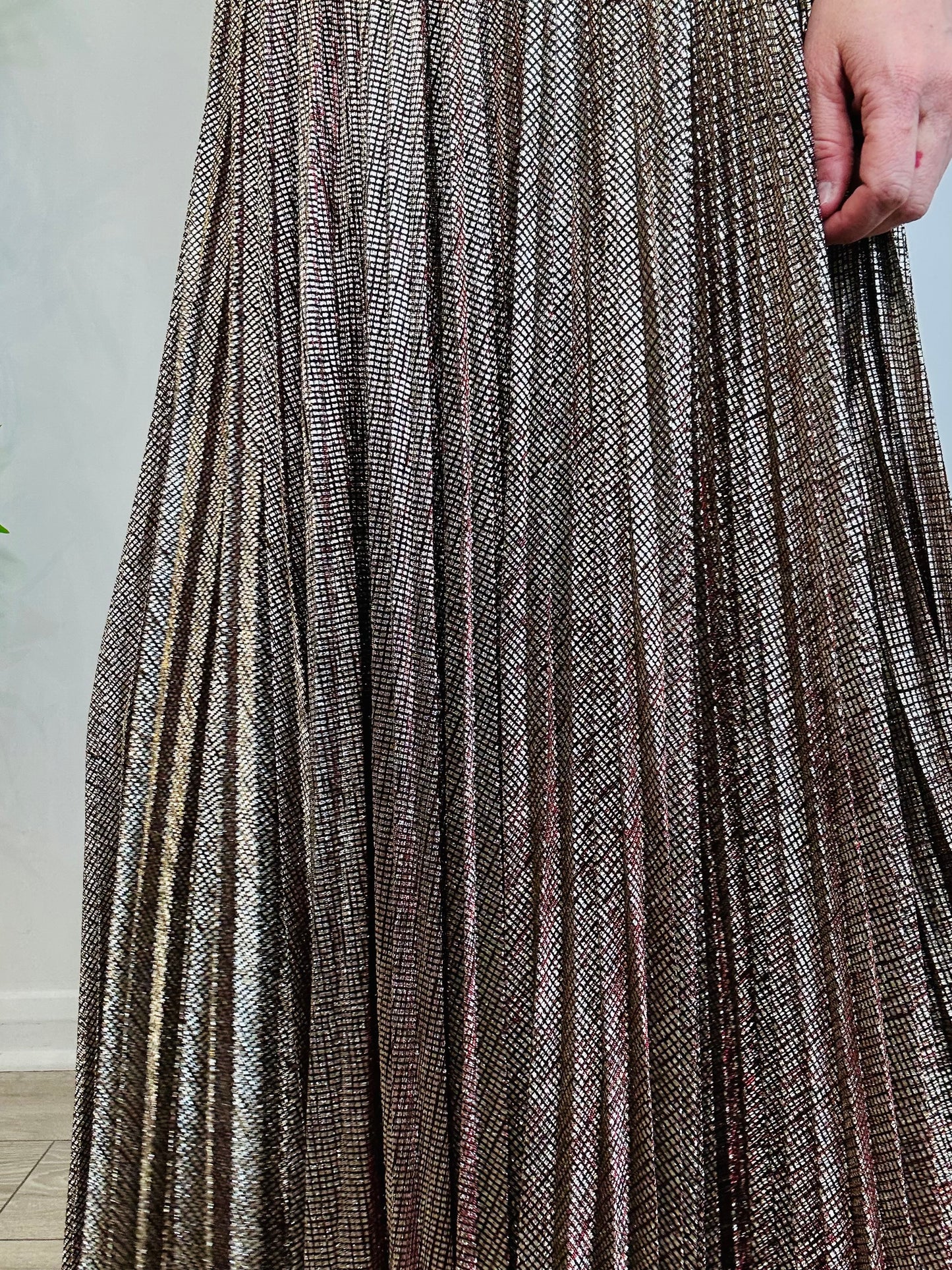 Metallic Pleated Skirt - Size 2