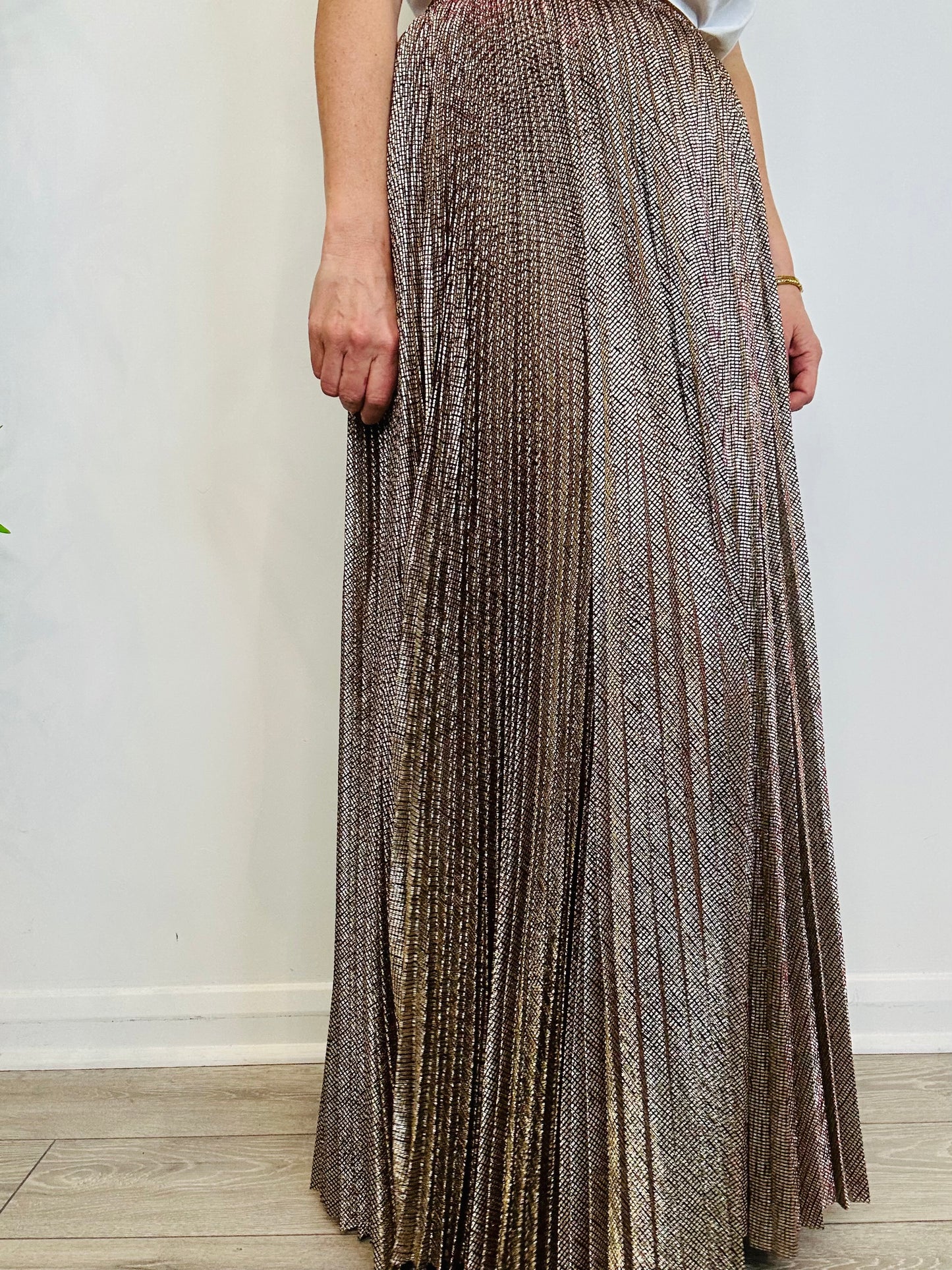 Metallic Pleated Skirt - Size 2
