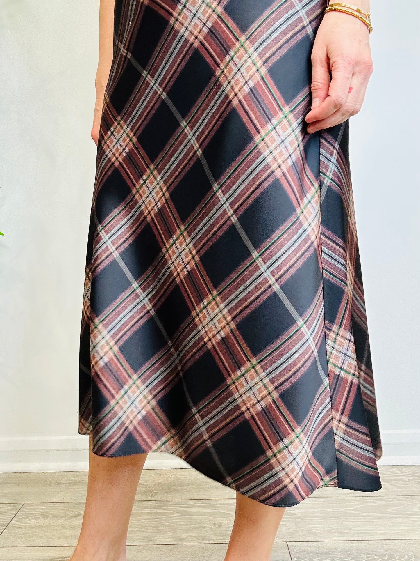Check Slip Skirt - Size S