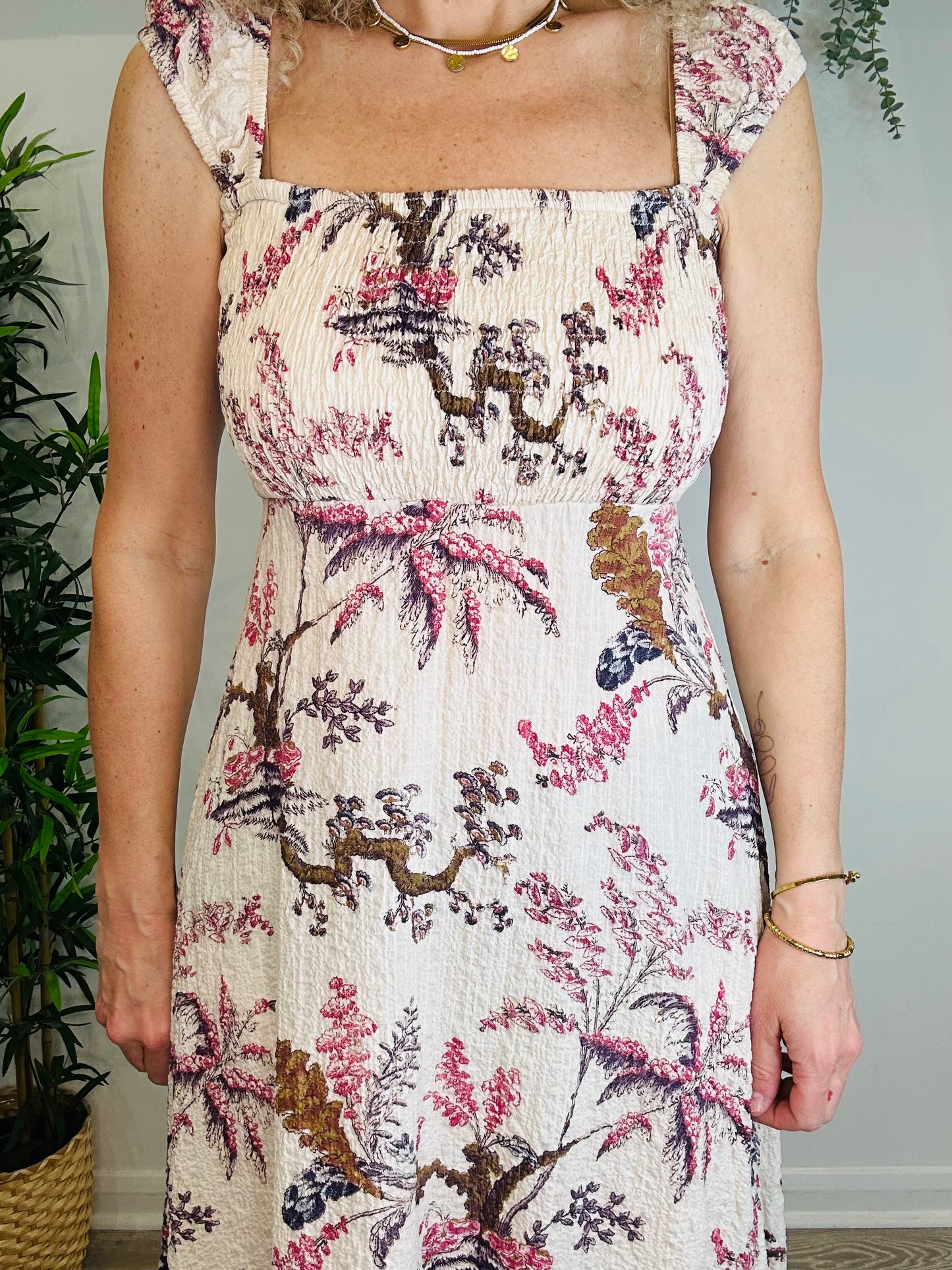 Shirred Midi Dress - Size S