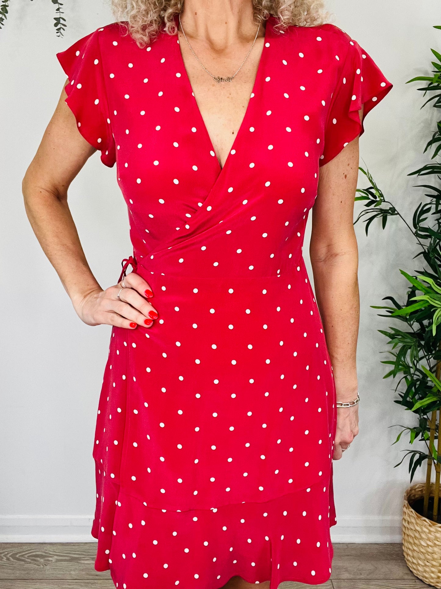 Polka Dot Wrap Dress - Size M