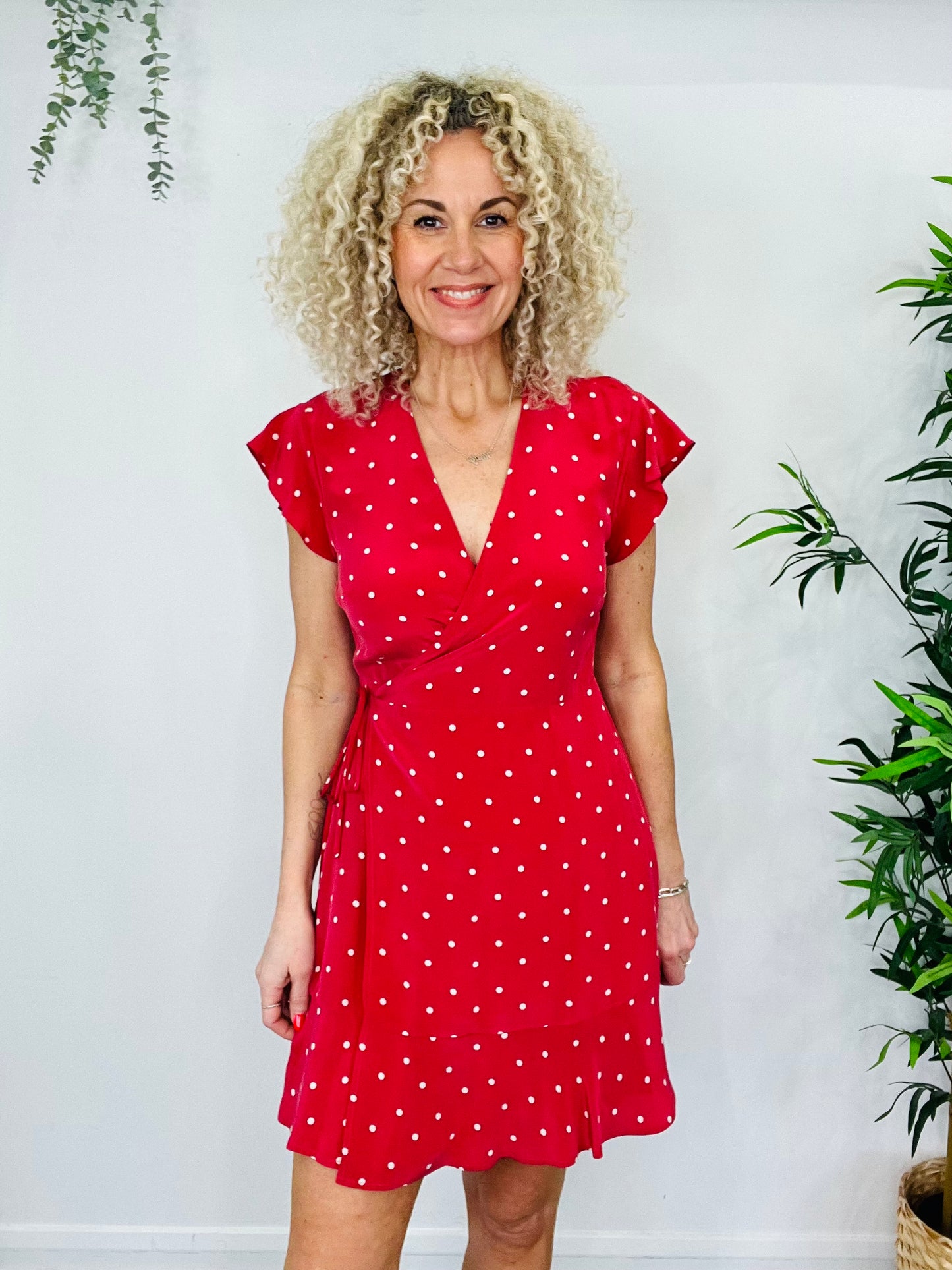 Polka Dot Wrap Dress - Size M