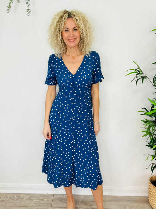 Polka Dot Midi Dress - Size 38