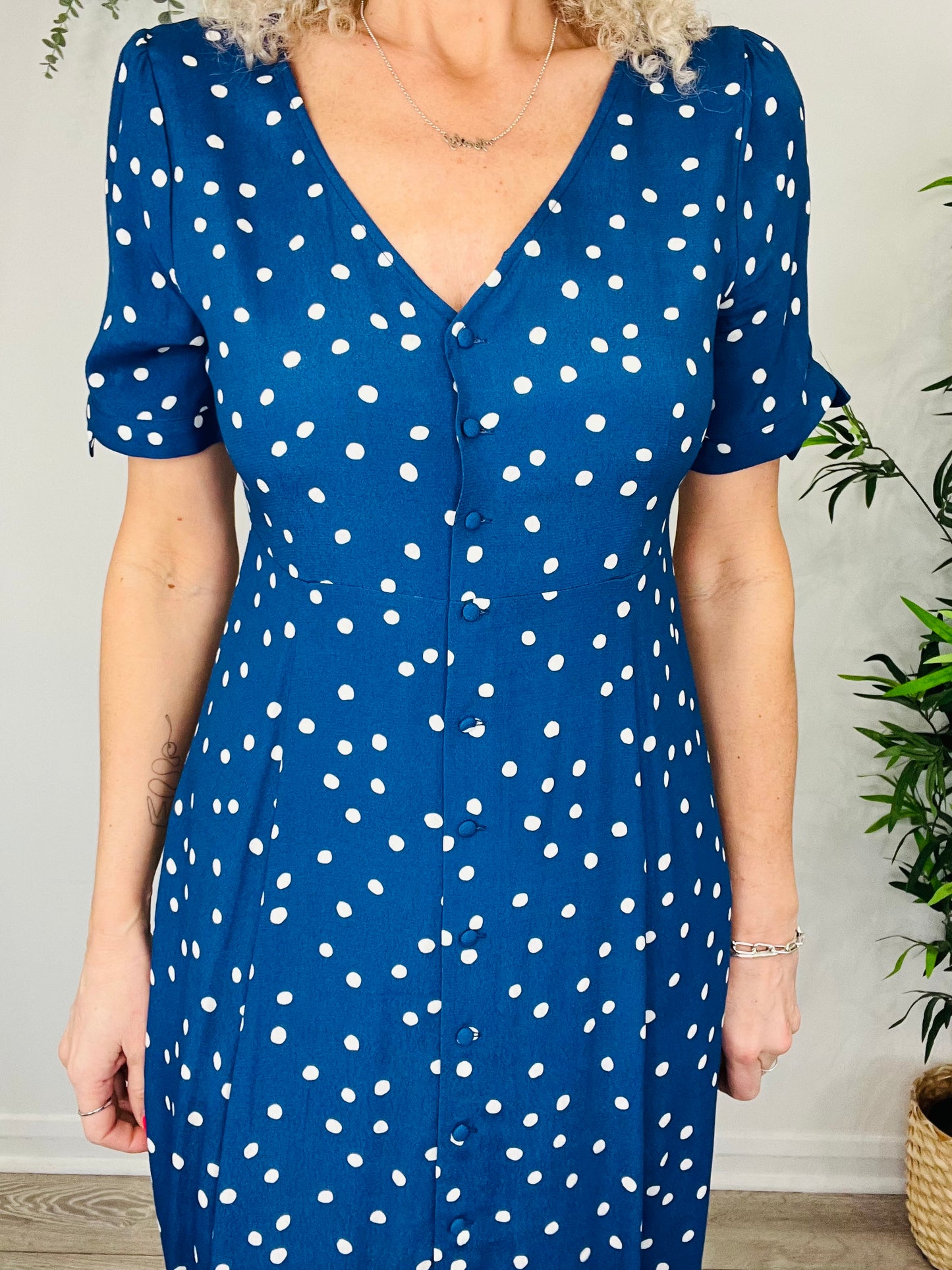 Polka Dot Midi Dress - Size 38