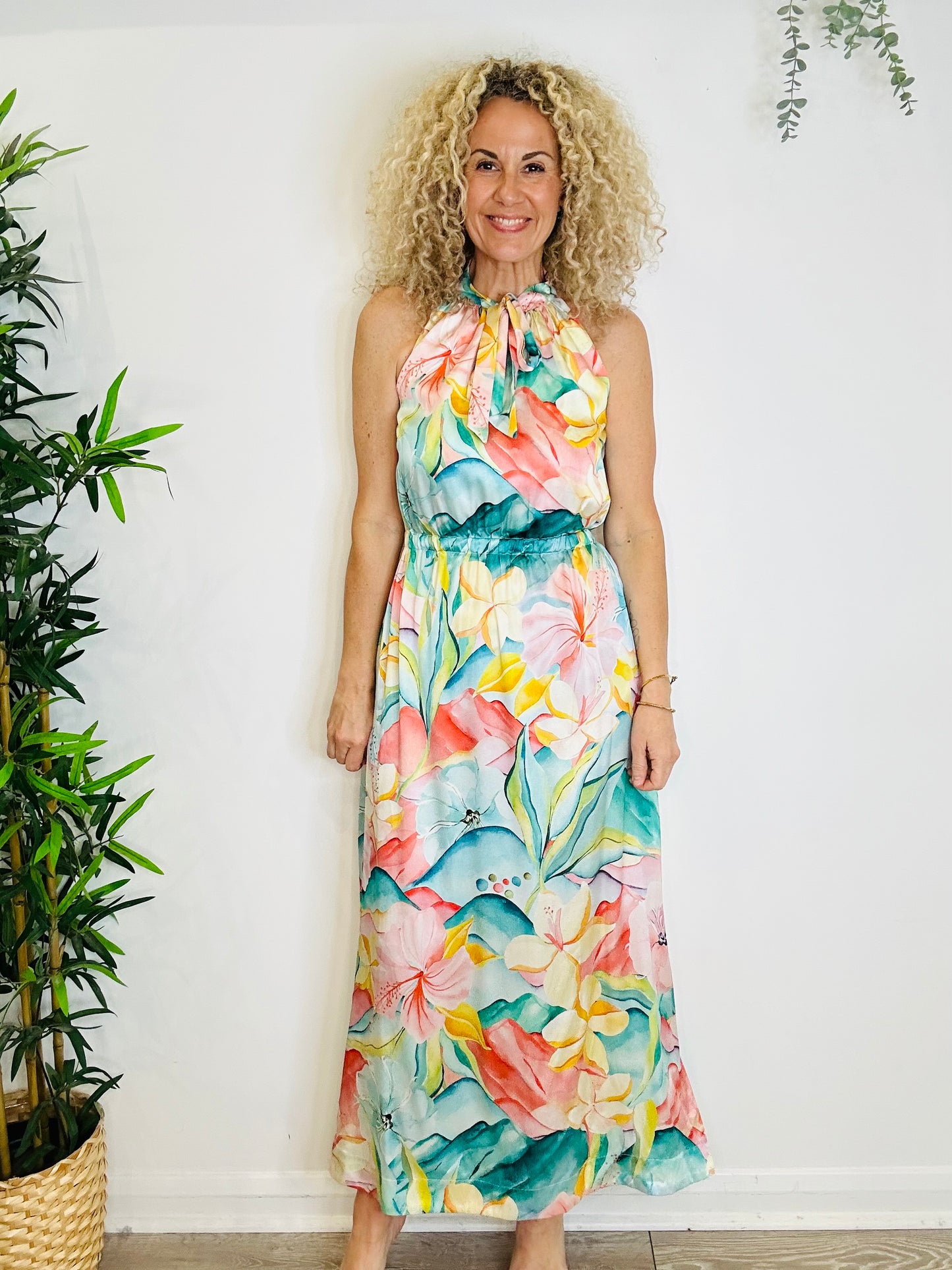 Silk Halterneck Dress - Size S