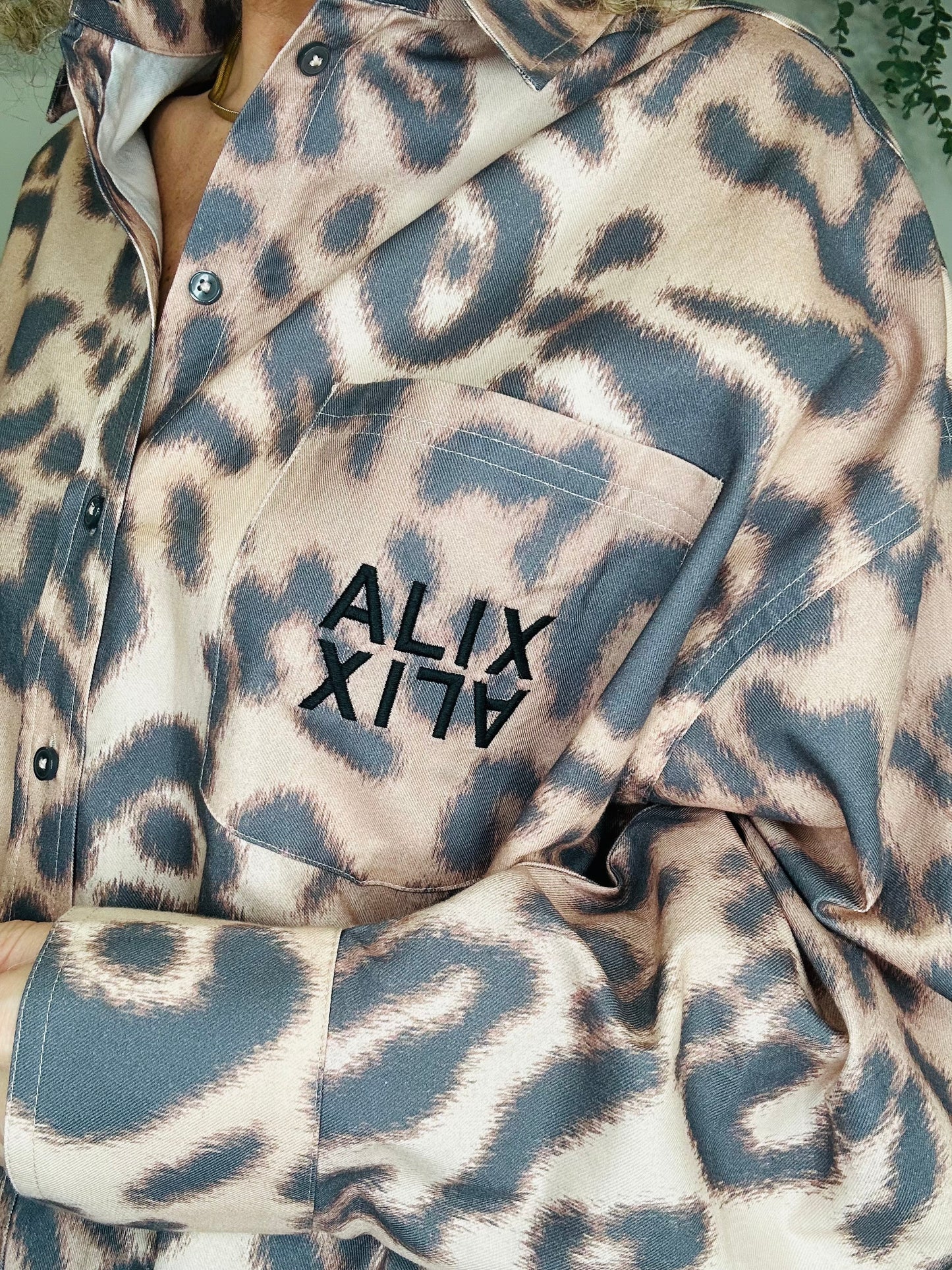 Oversized Leopard Print Shirt - Size L