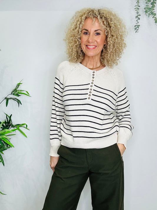 Striped Knitted Jumper - Size L