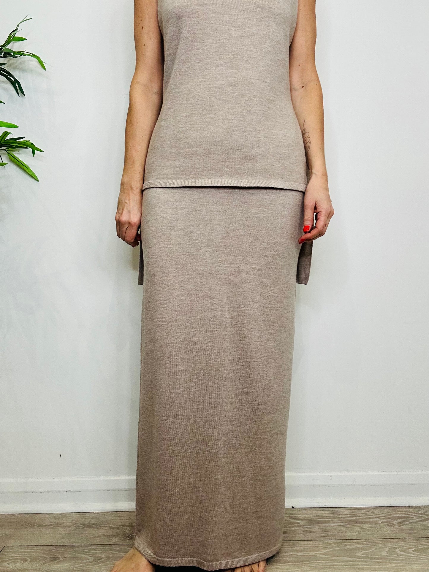 Wool Top & Skirt Set - Size 42