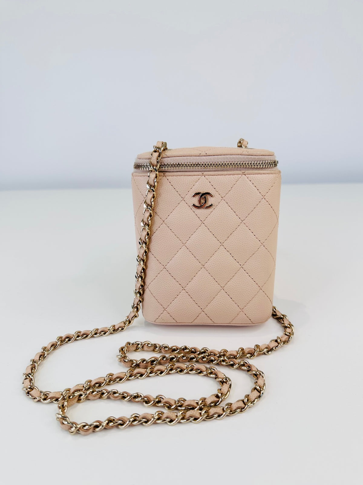 Quilted Caviar Leather Vertical Vanity Case