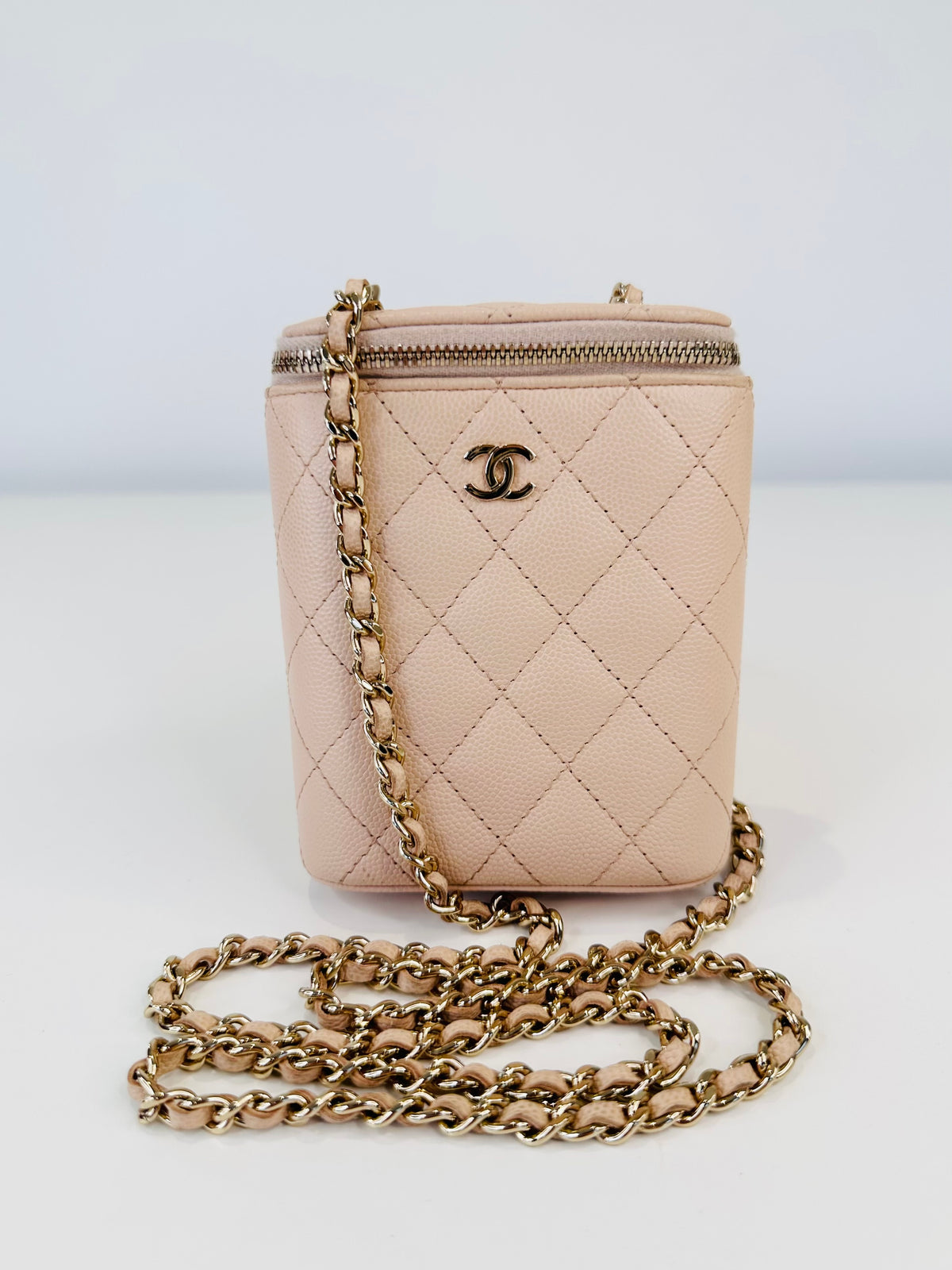 Quilted Caviar Leather Vertical Vanity Case