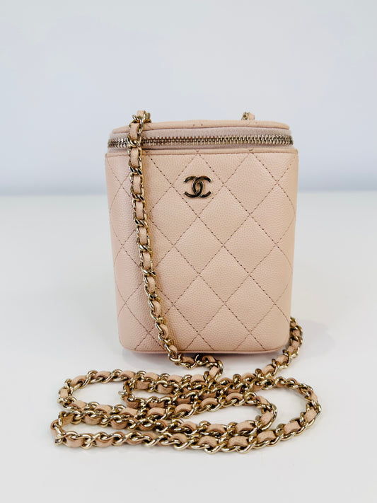 Quilted Caviar Leather Vertical Vanity Case