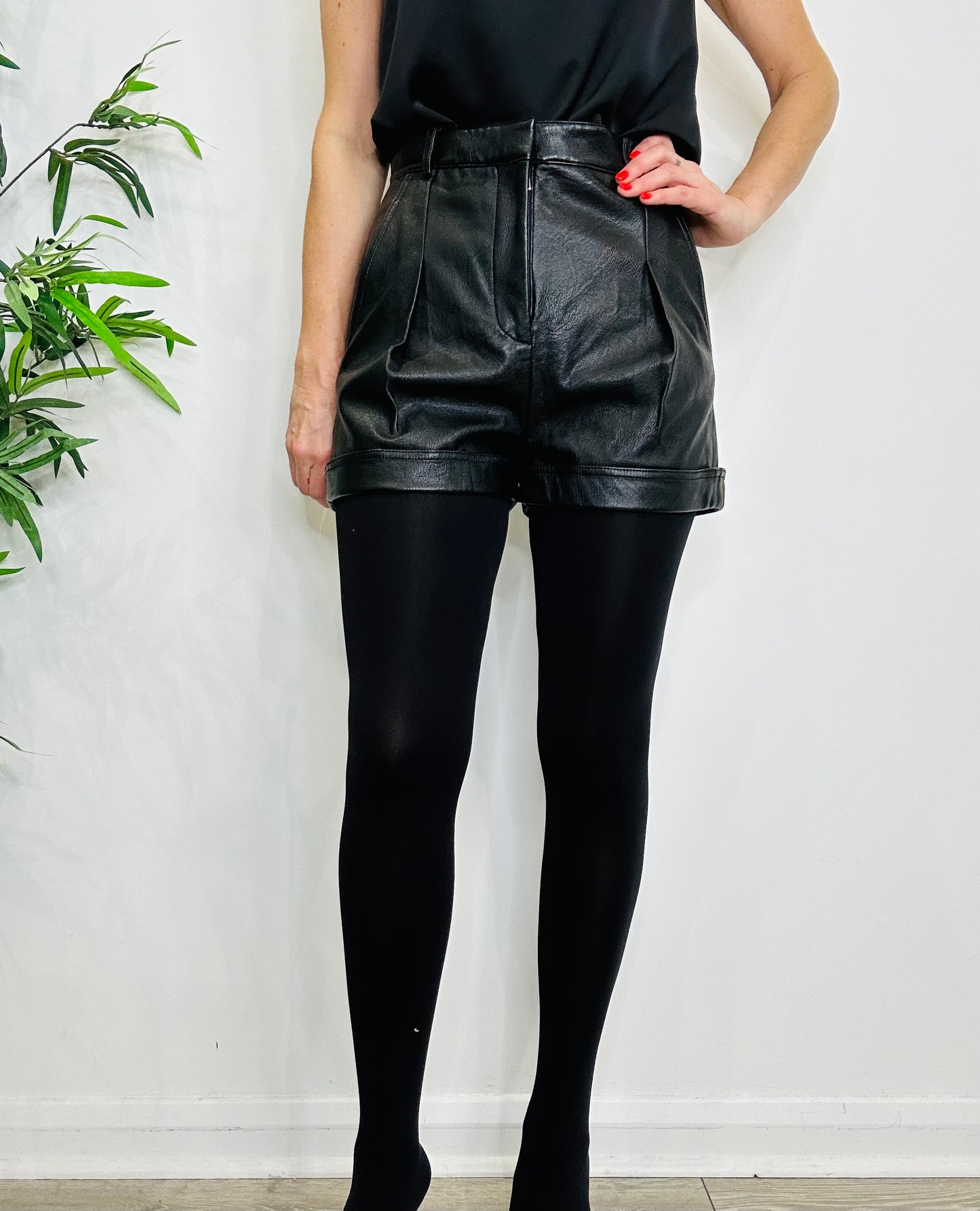 Vegan Leather Shorts - Size 40