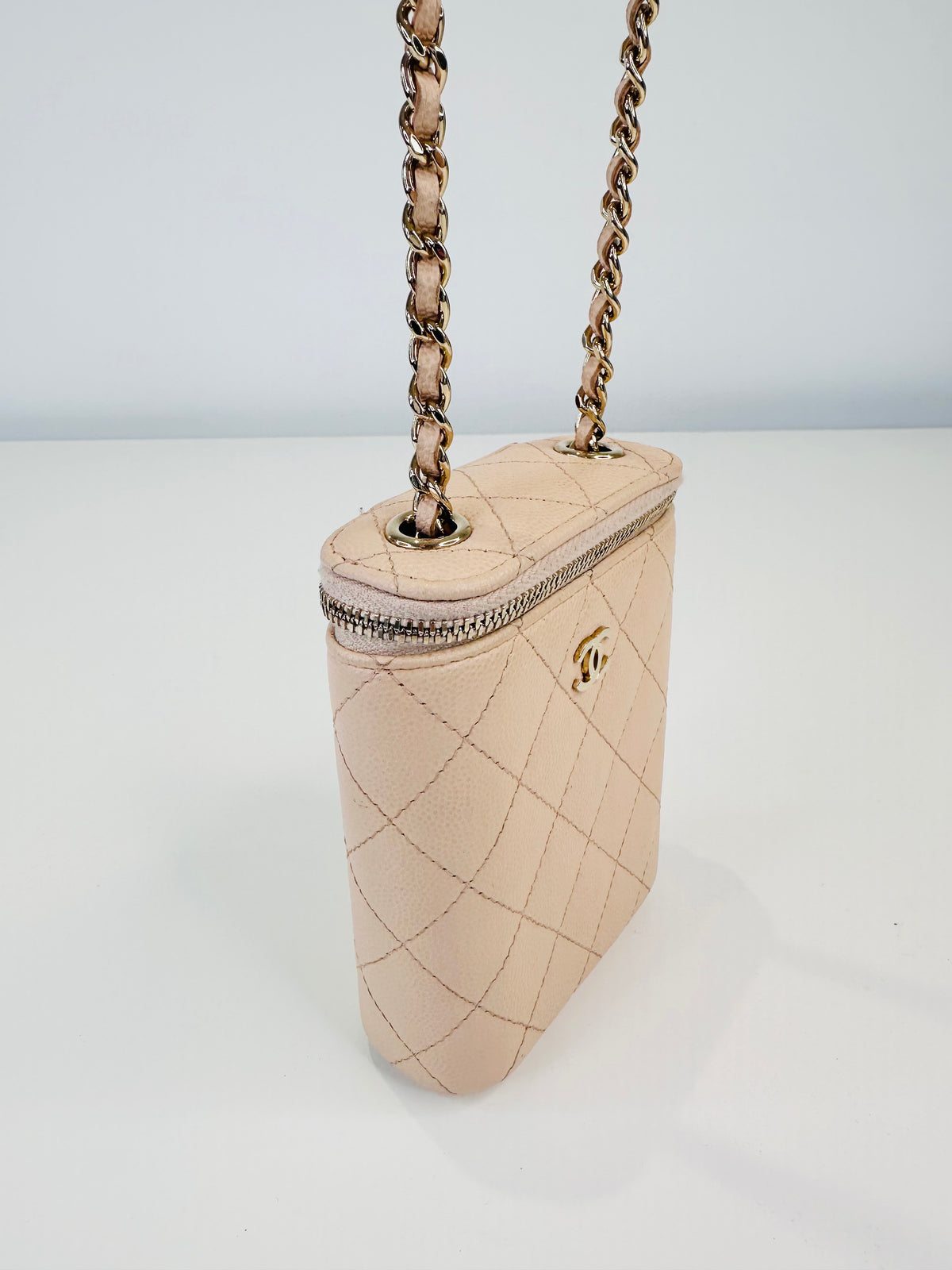 Quilted Caviar Leather Vertical Vanity Case