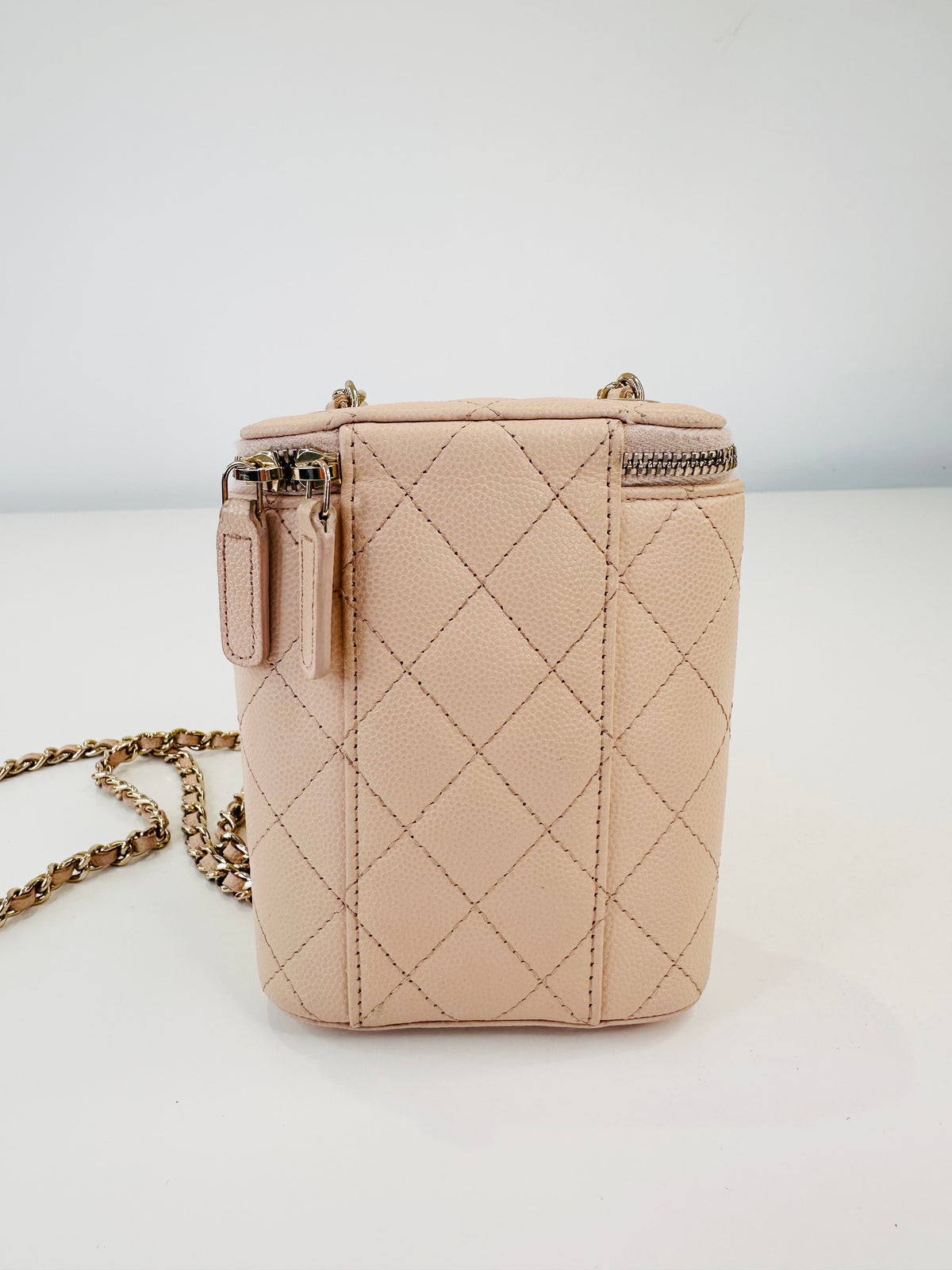 Quilted Caviar Leather Vertical Vanity Case