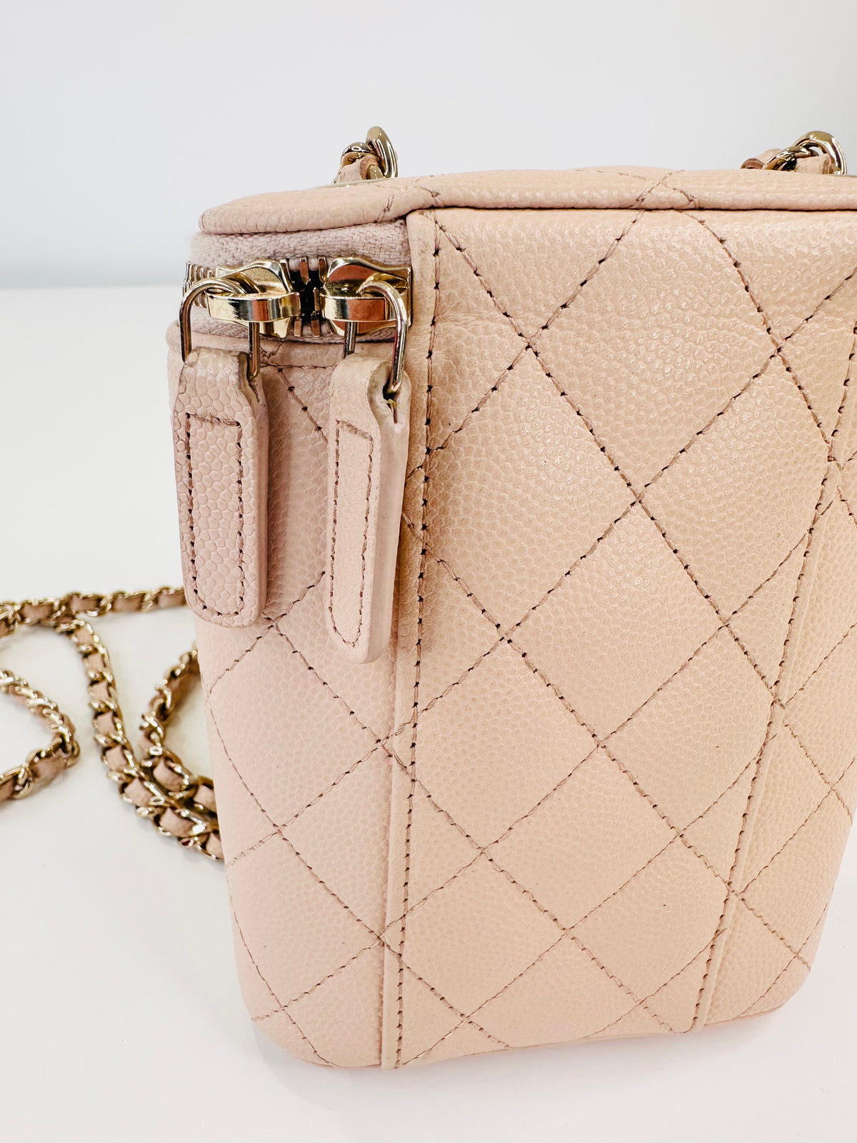 Quilted Caviar Leather Vertical Vanity Case